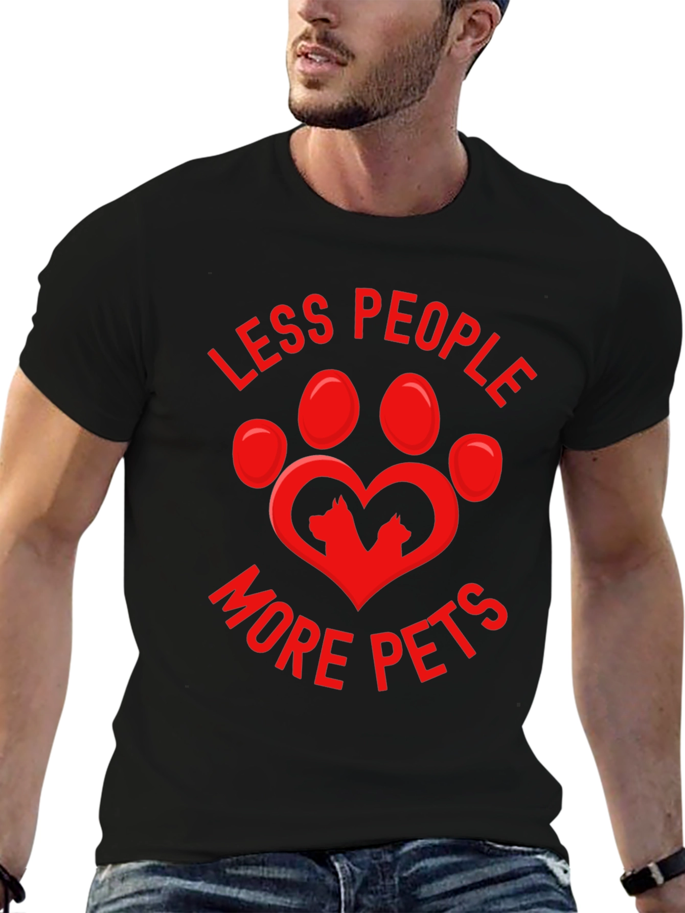 Less People More Pets Graphic T-Shirt