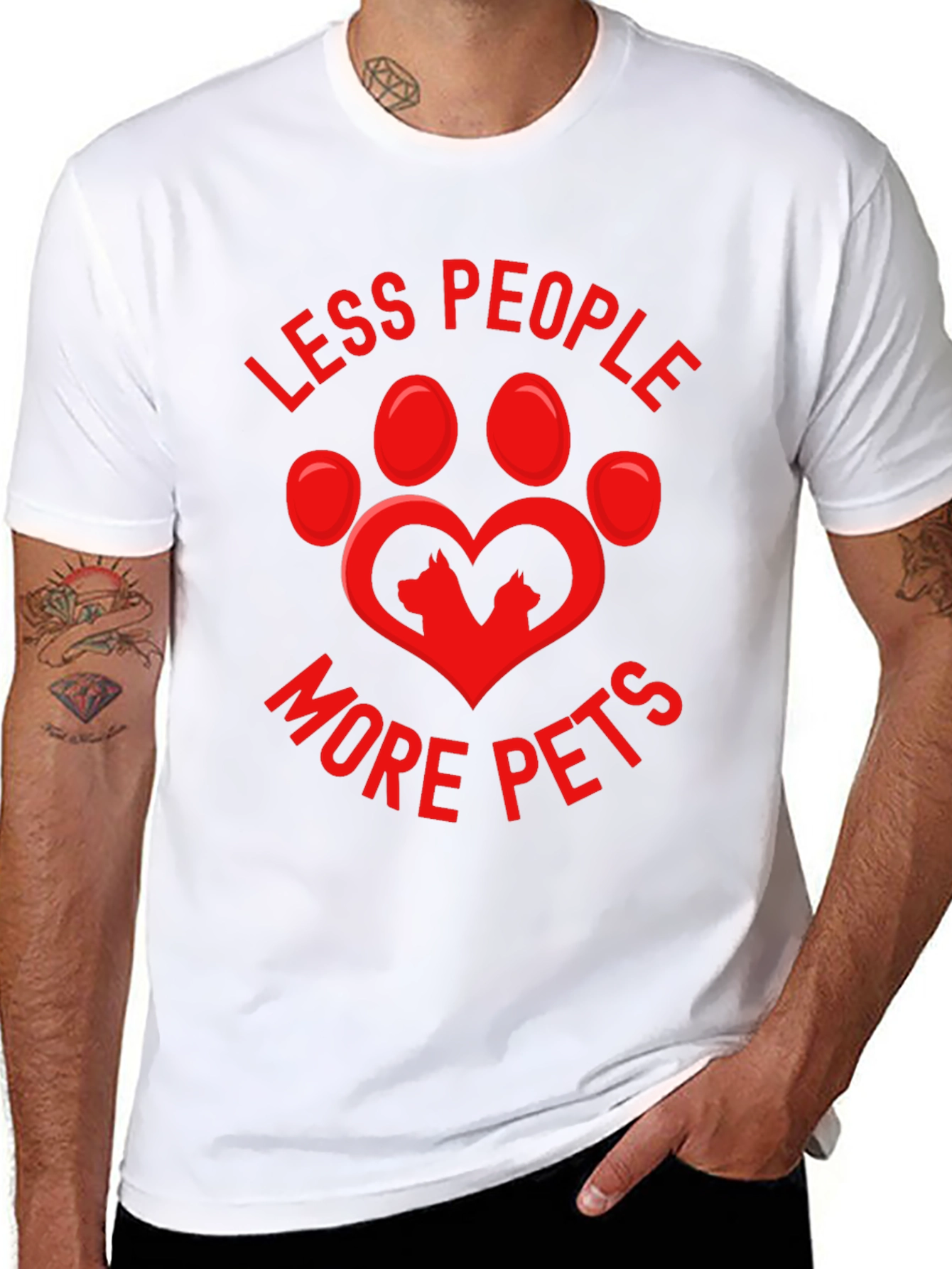 Less People More Pets Graphic T-Shirt