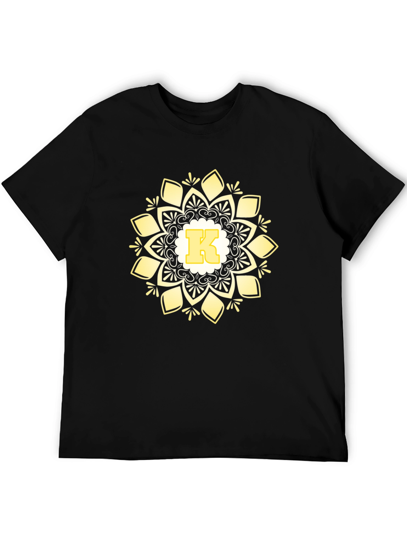 Monogram K Mandala Graphic Black T-Shirt