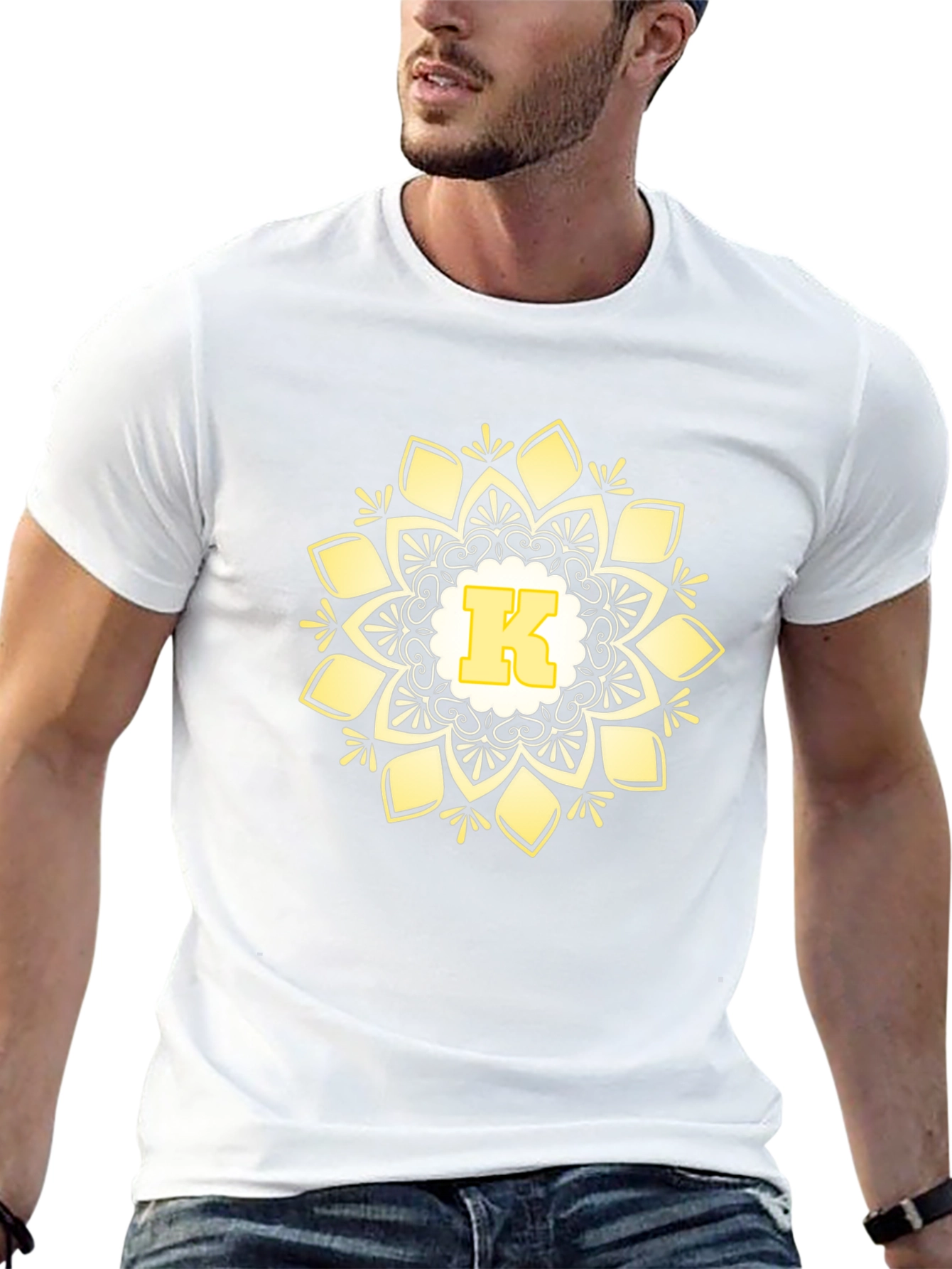 Monogram K Mandala Graphic Black T-Shirt