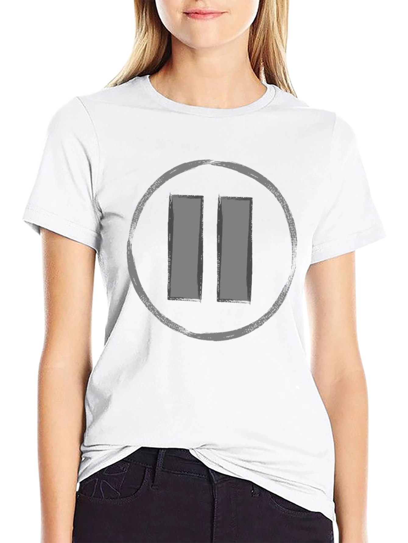 Pause Button Graphic Tee - Casual Style