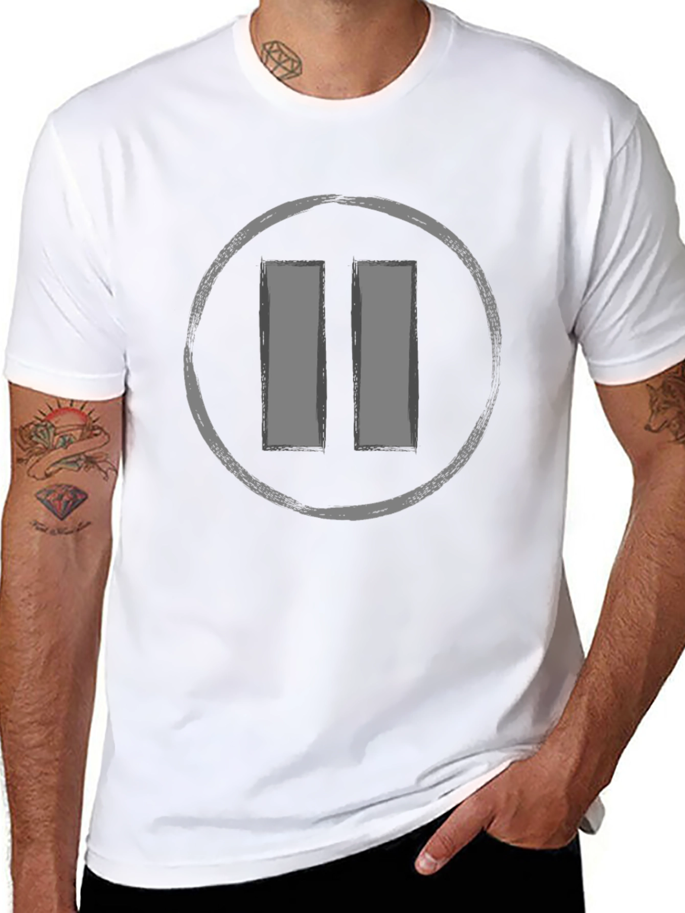 Pause Button Graphic Tee - Casual Style