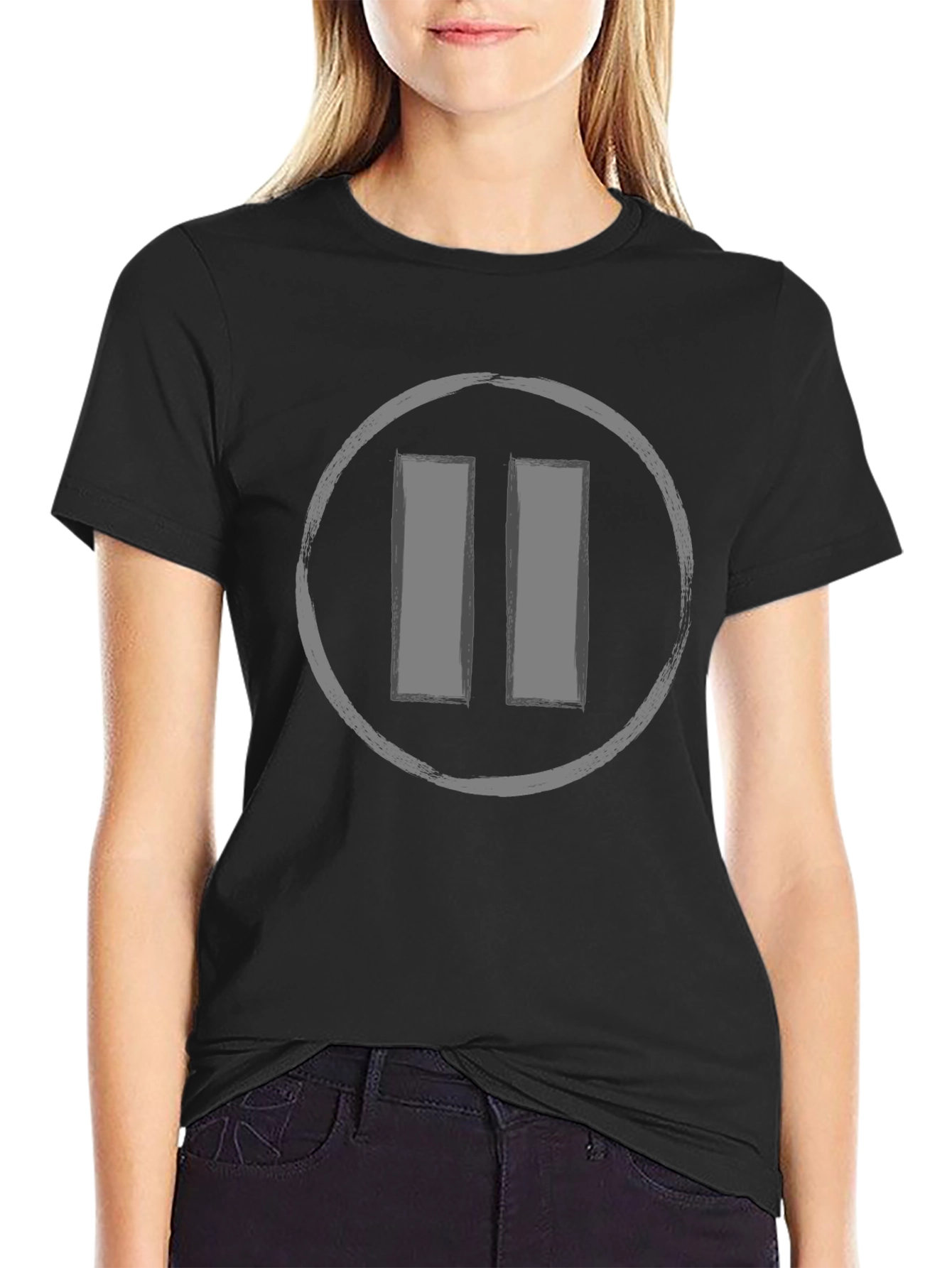 Pause Button Graphic Tee - Casual Style