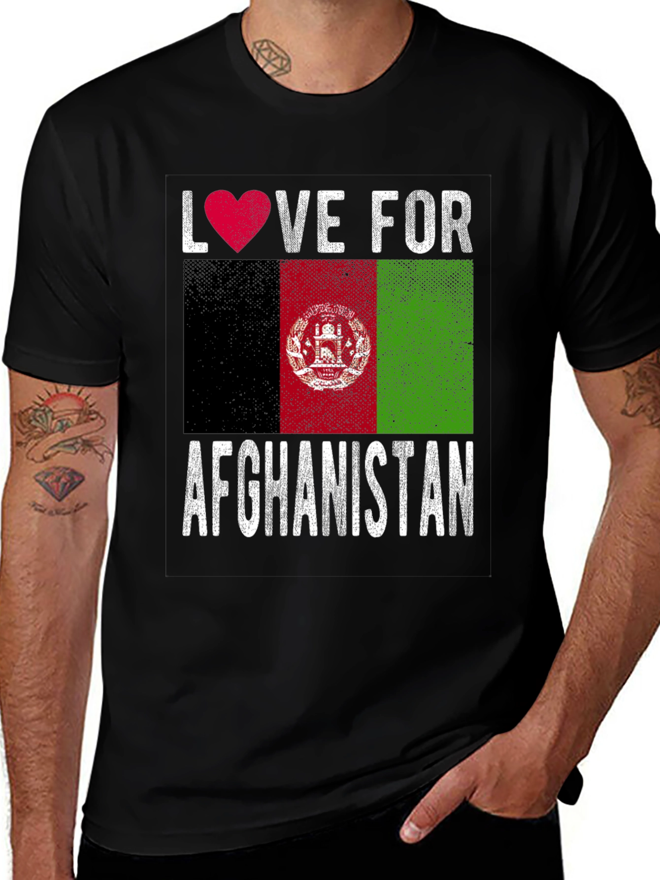 Love for Afghanistan T-Shirt Afghan Flag Heart