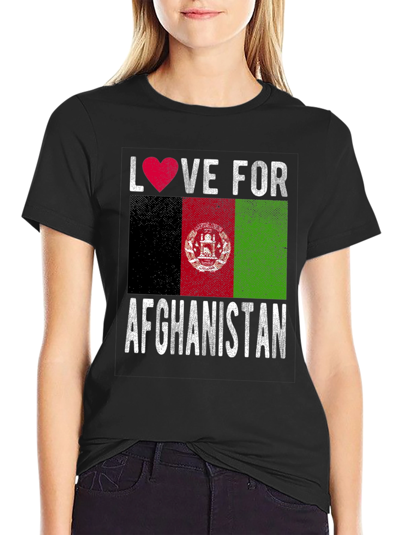 Love for Afghanistan T-Shirt Afghan Flag Heart