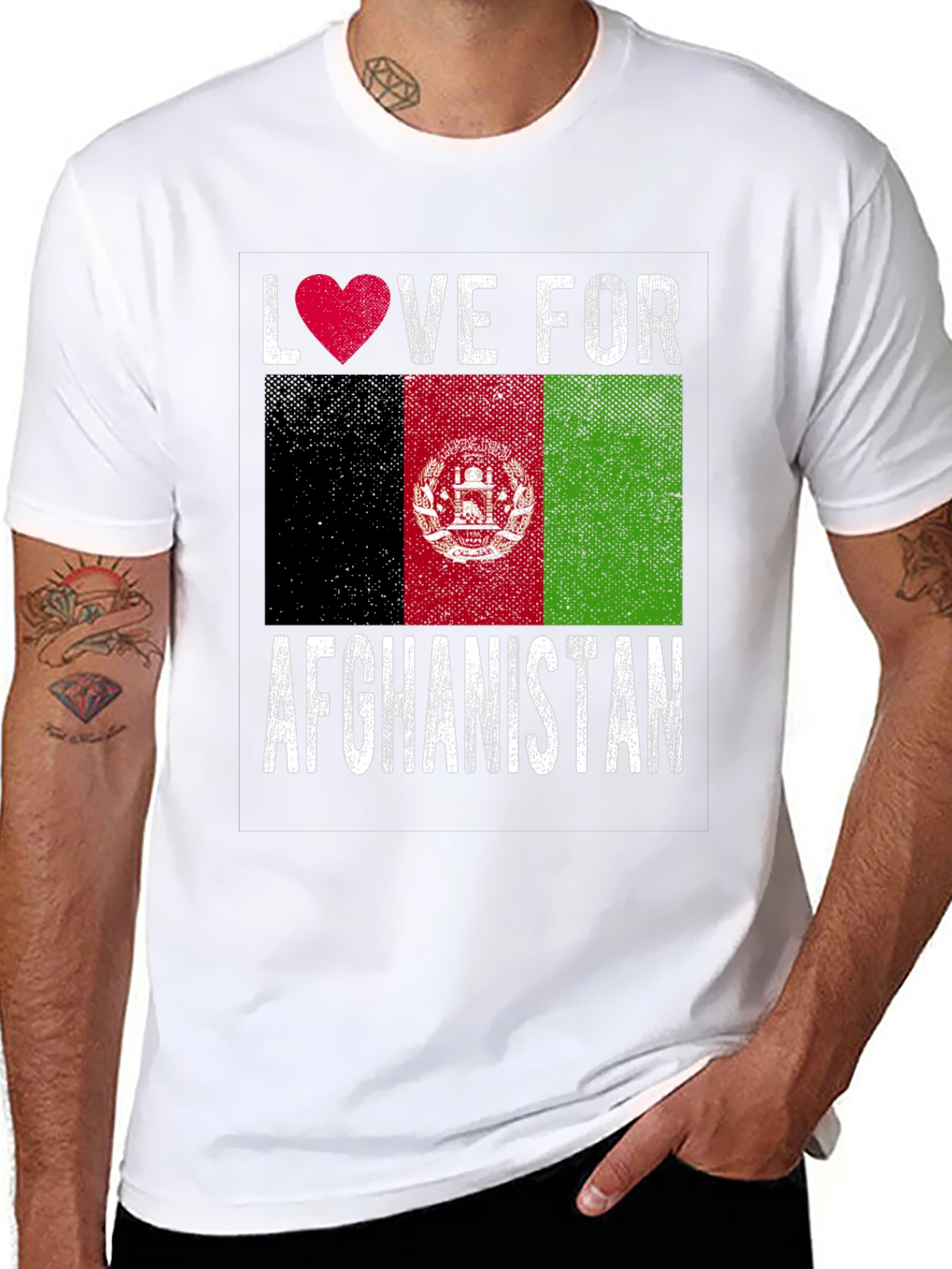 Love for Afghanistan T-Shirt Afghan Flag Heart