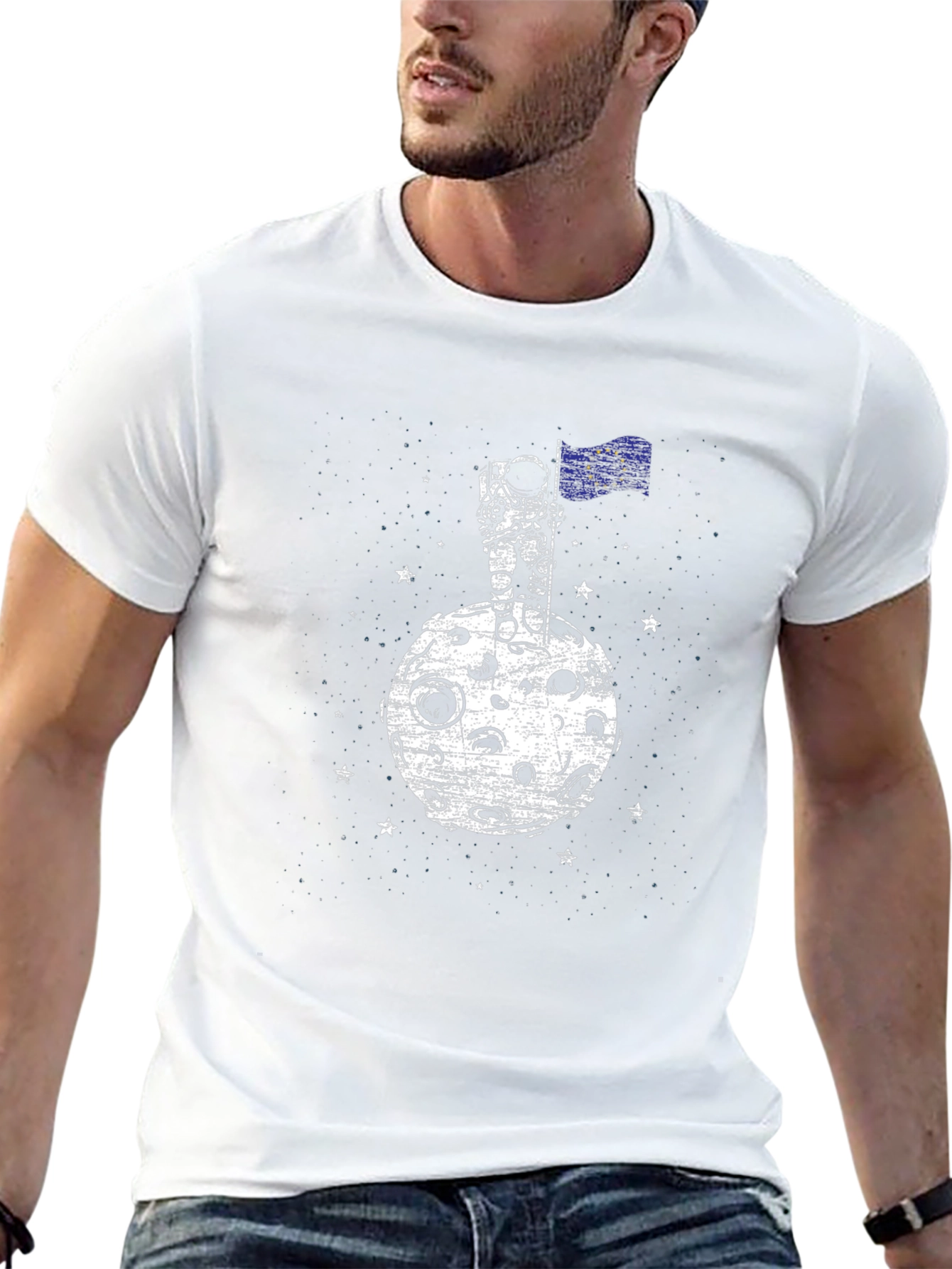 Astronaut Moon EU Flag Graphic Tee - Black