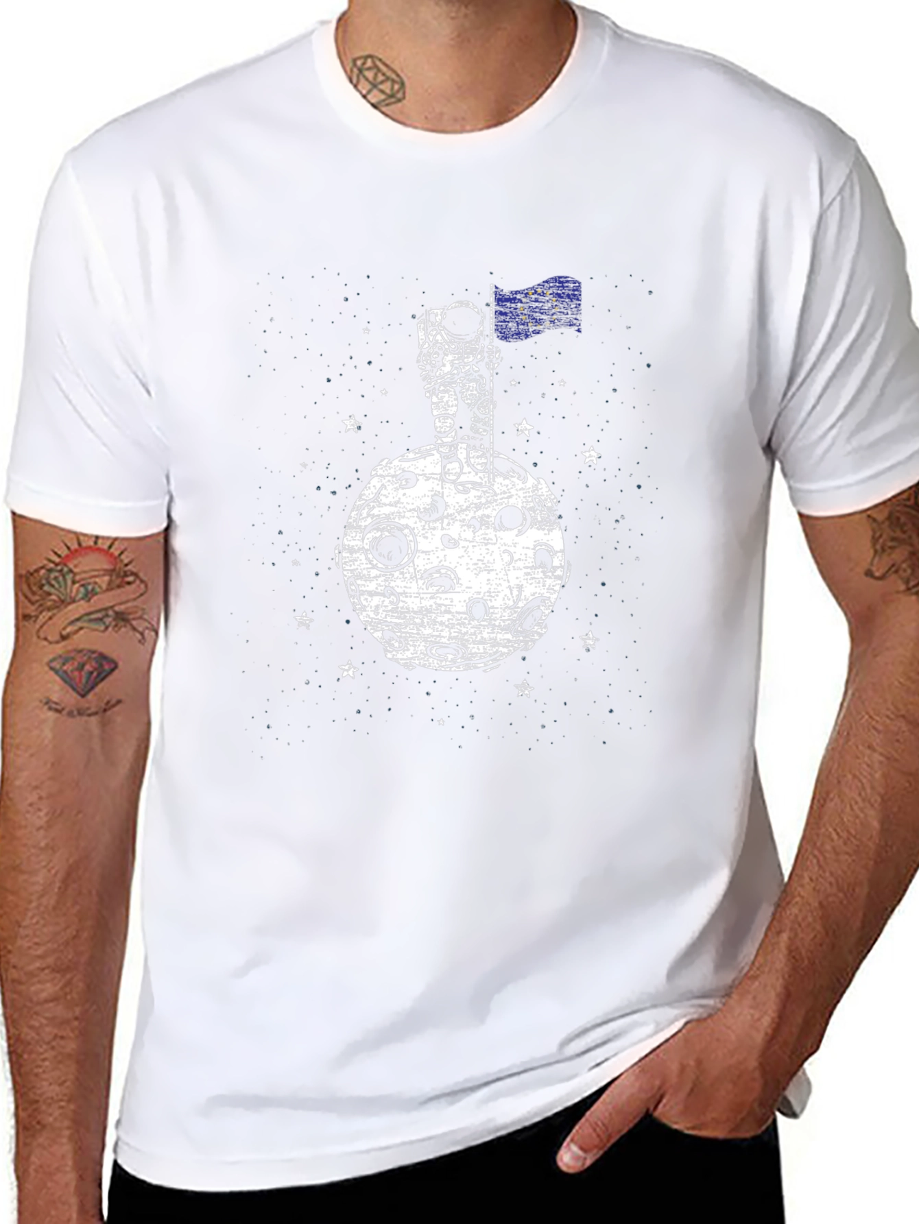 Astronaut Moon EU Flag Graphic Tee - Black