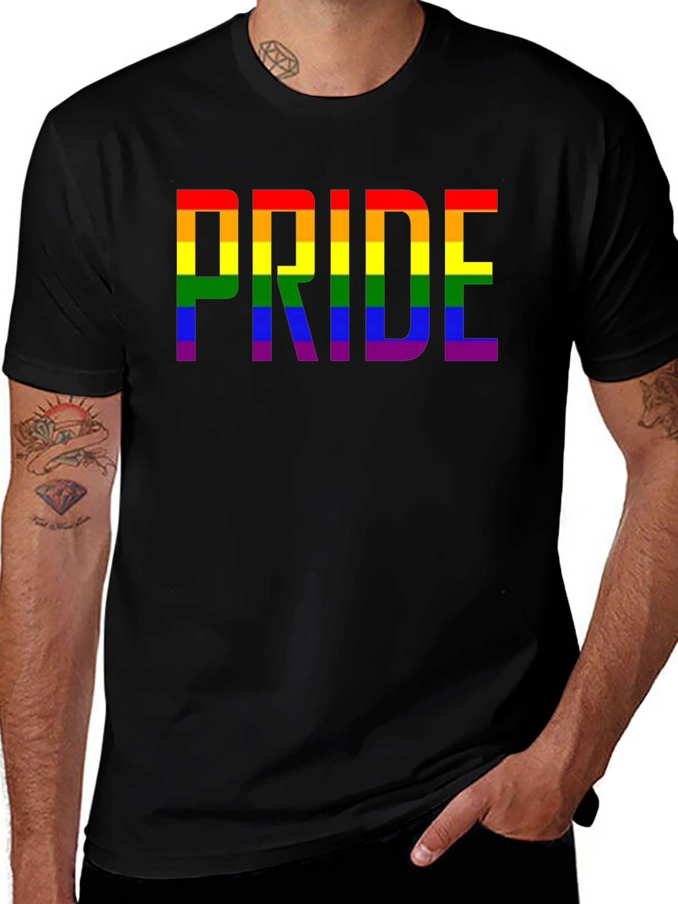 Pride Rainbow Graphic T-Shirt - Black