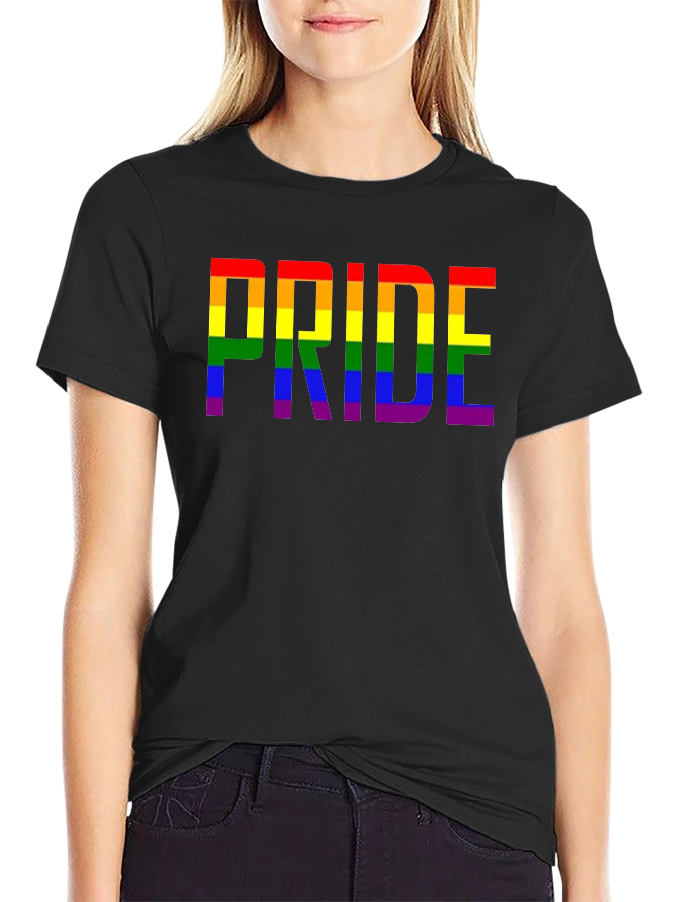 Pride Rainbow Graphic T-Shirt - Black
