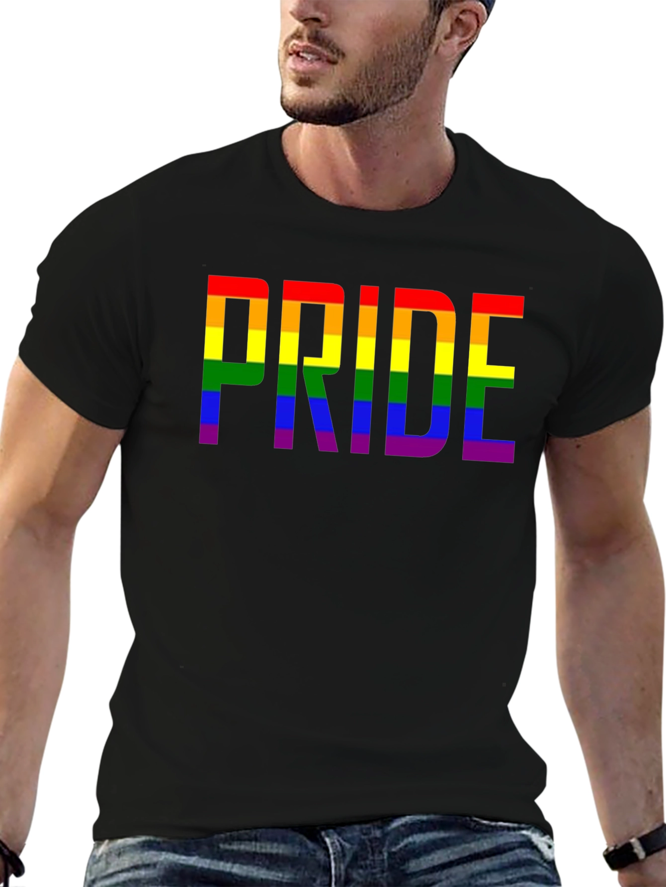 Pride Rainbow Graphic T-Shirt - Black
