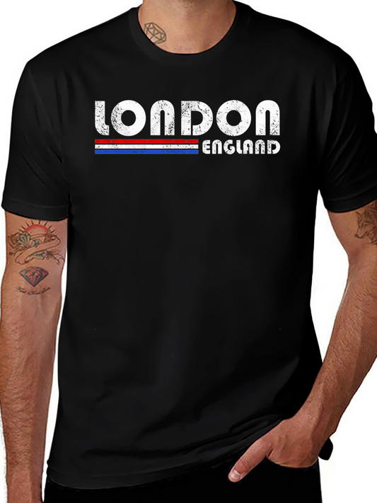 London England Graphic Print Mens Black T-Shirt