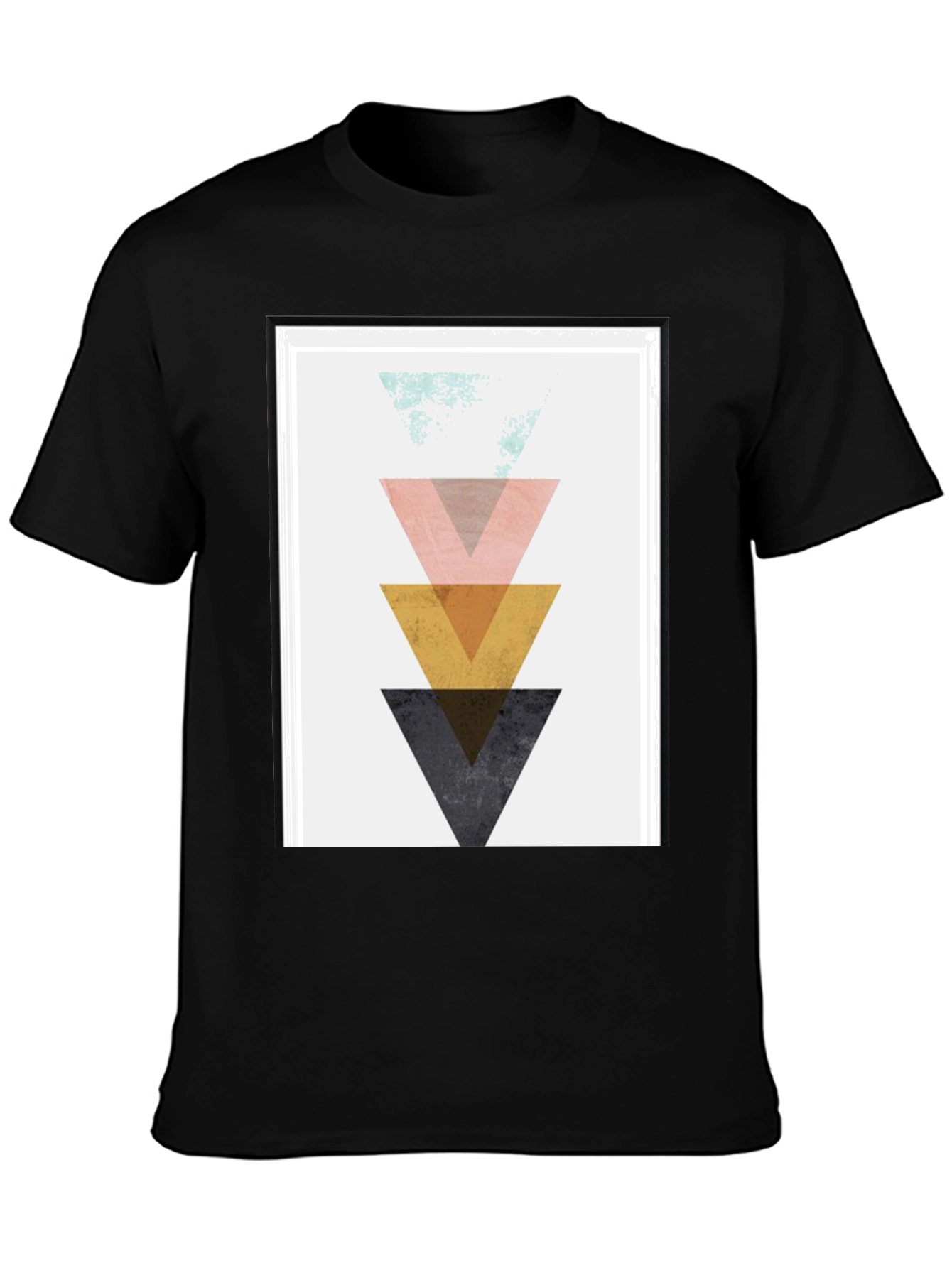 Geometric Triangle Graphic Print Black T-Shirt