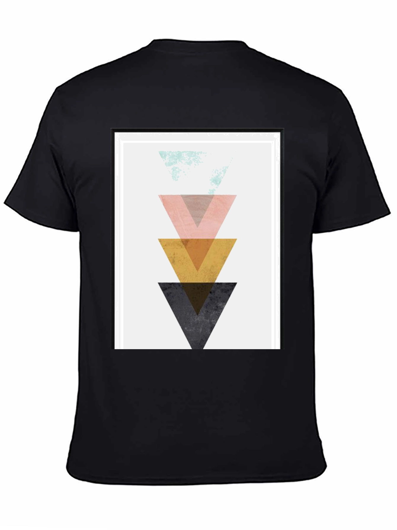 Geometric Triangle Graphic Print Black T-Shirt