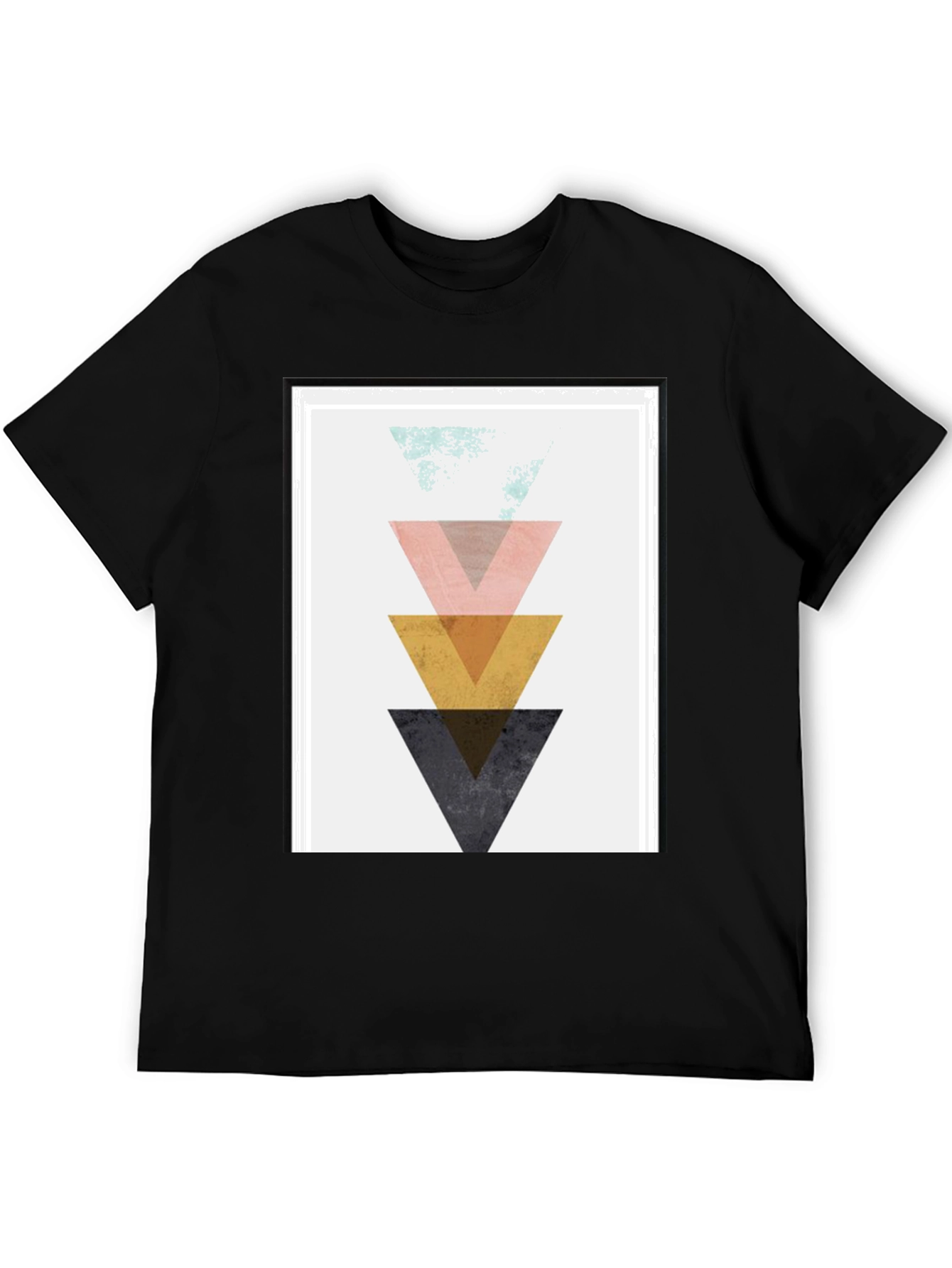 Geometric Triangle Graphic Print Black T-Shirt