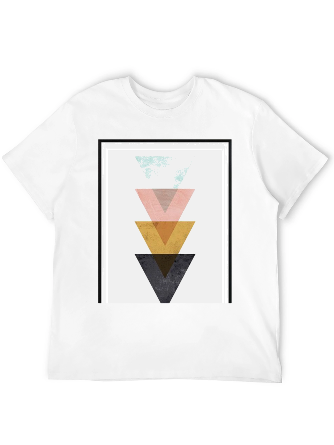 Geometric Triangle Graphic Print Black T-Shirt