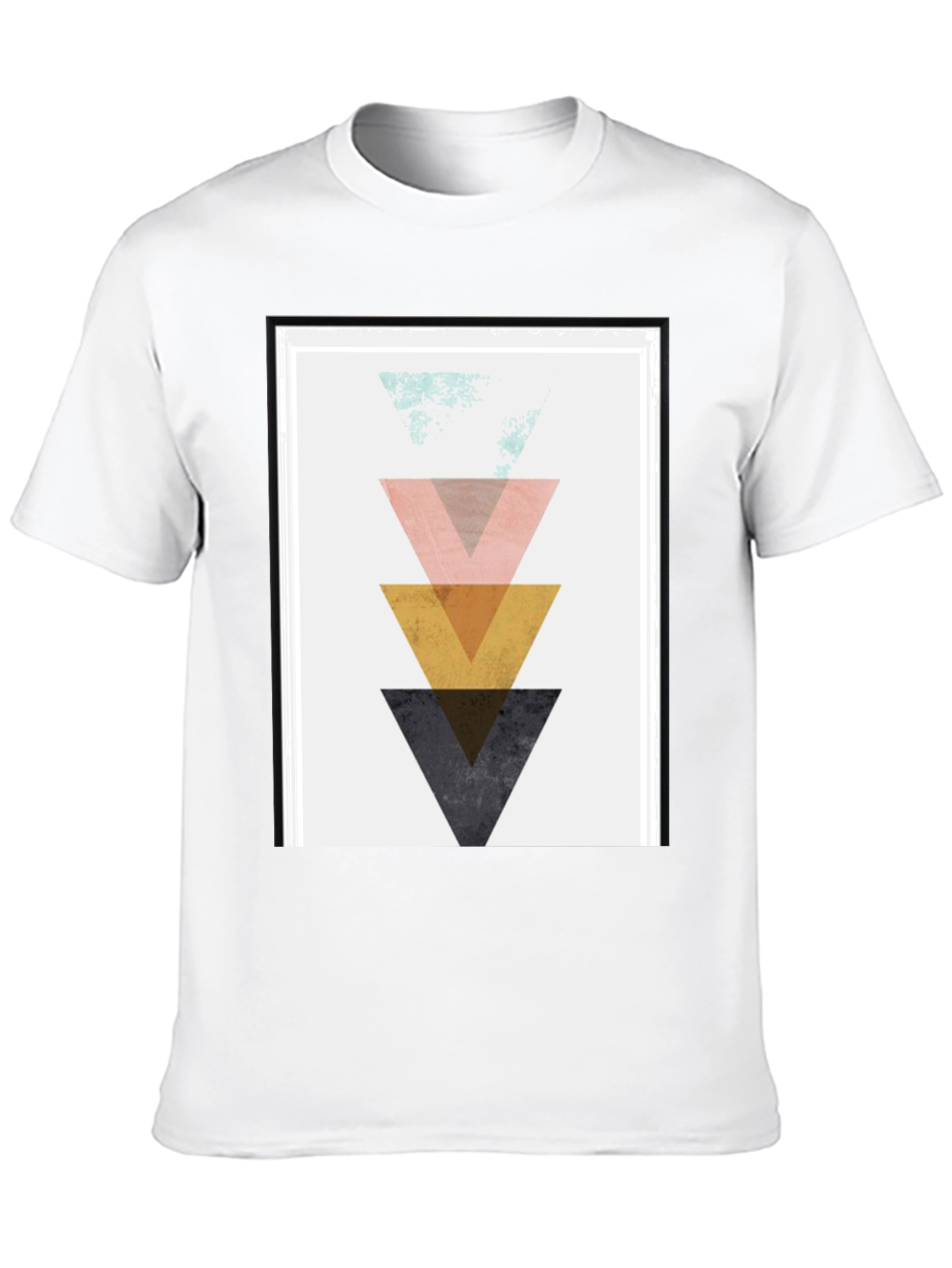 Geometric Triangle Graphic Print Black T-Shirt