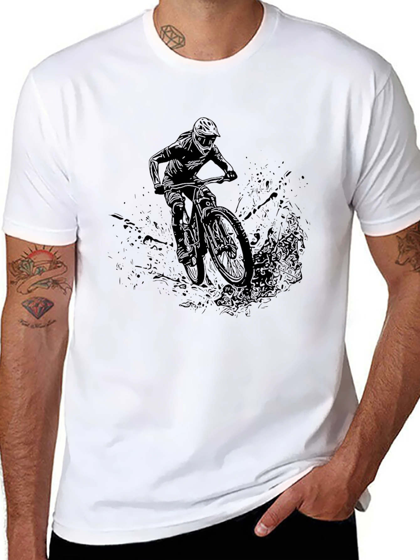 Mountain Bike Rider Graphic T-Shirt - Black