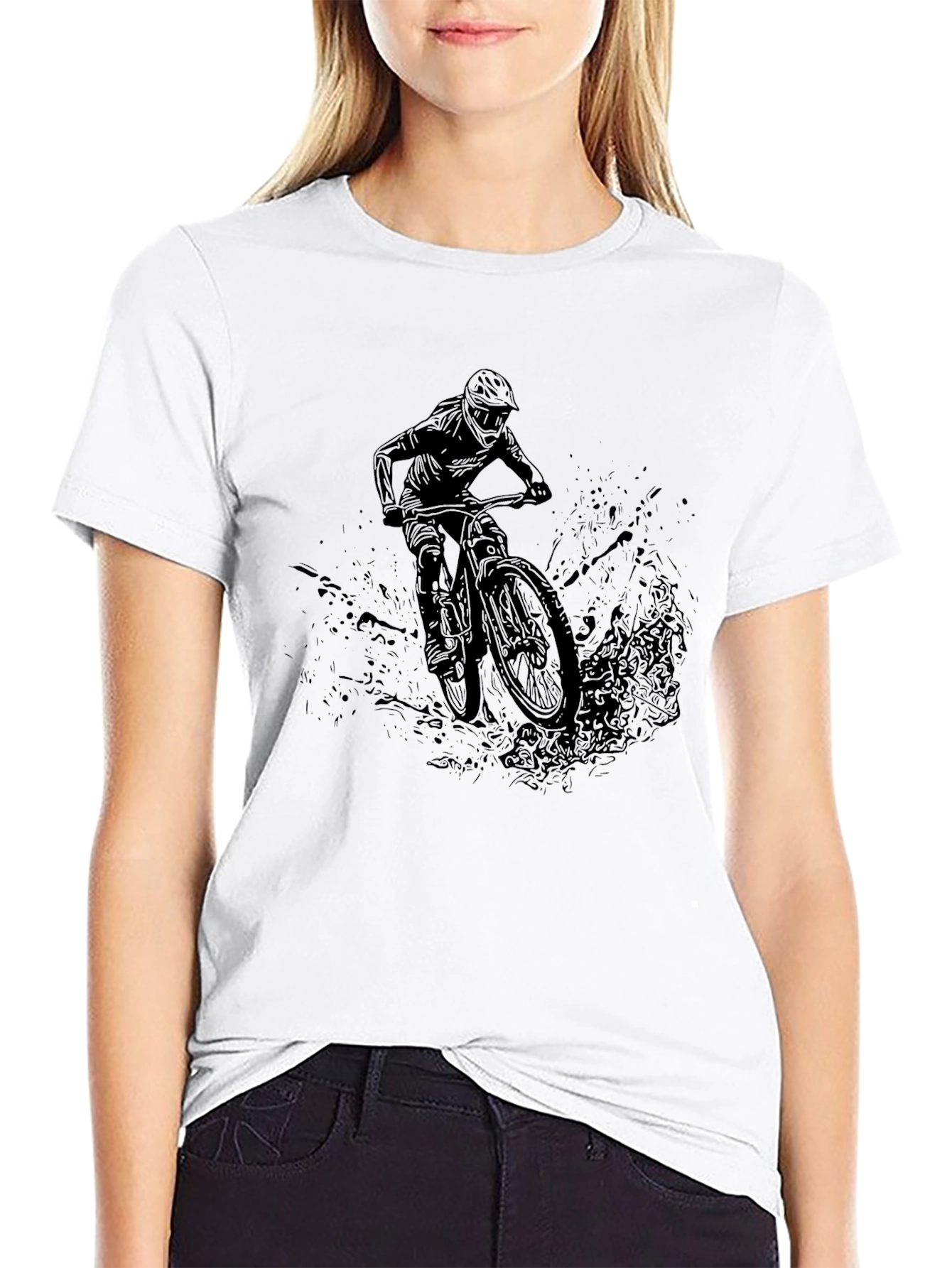 Mountain Bike Rider Graphic T-Shirt - Black