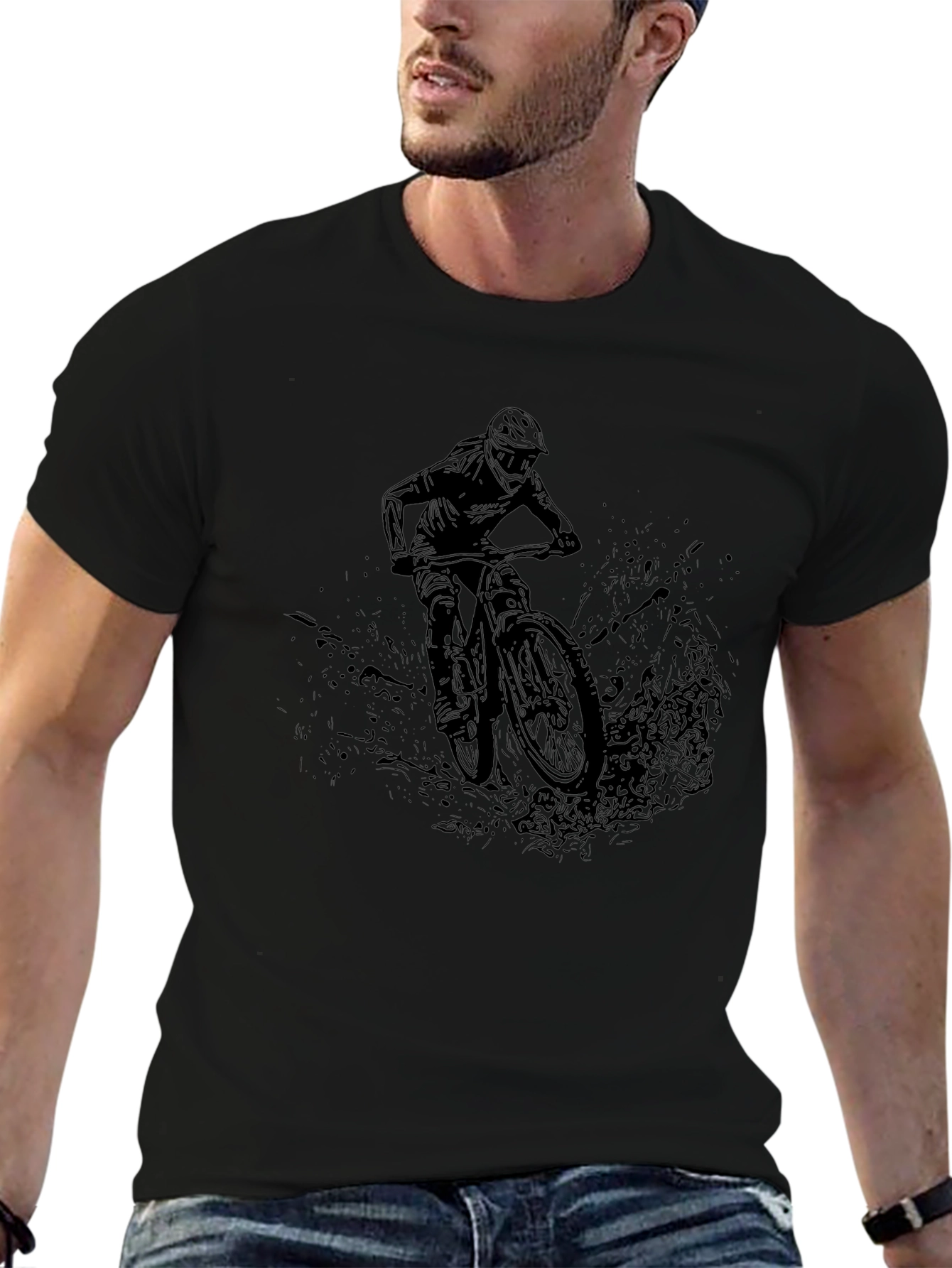 Mountain Bike Rider Graphic T-Shirt - Black