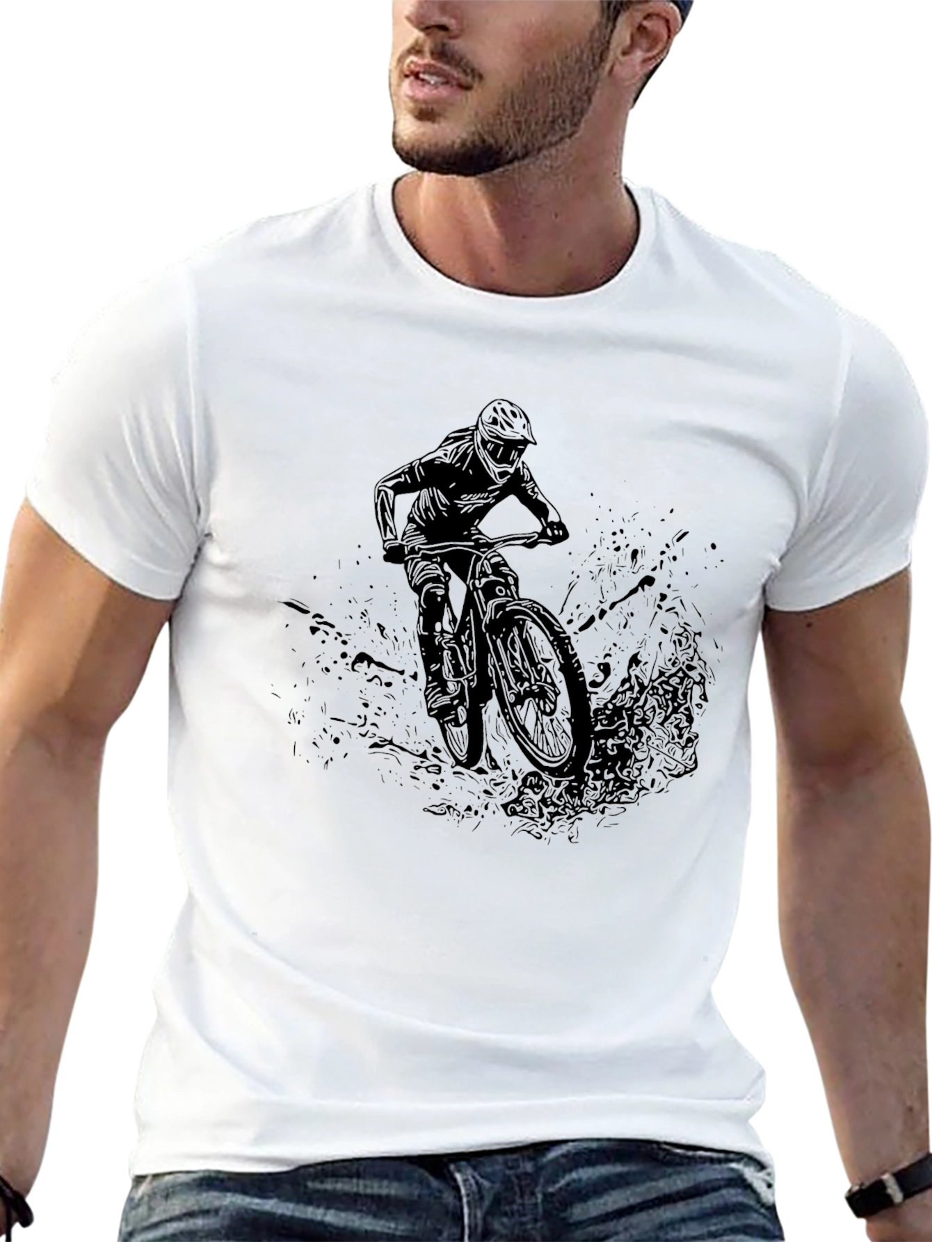 Mountain Bike Rider Graphic T-Shirt - Black