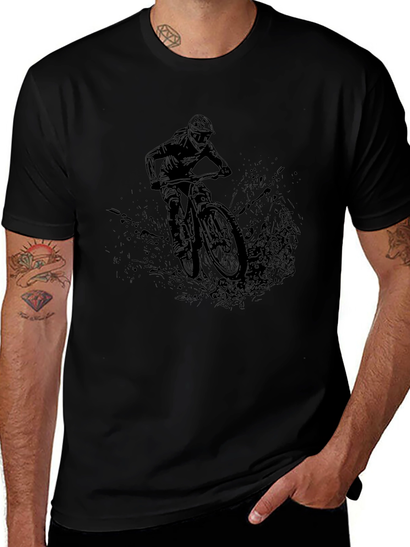 Mountain Bike Rider Graphic T-Shirt - Black