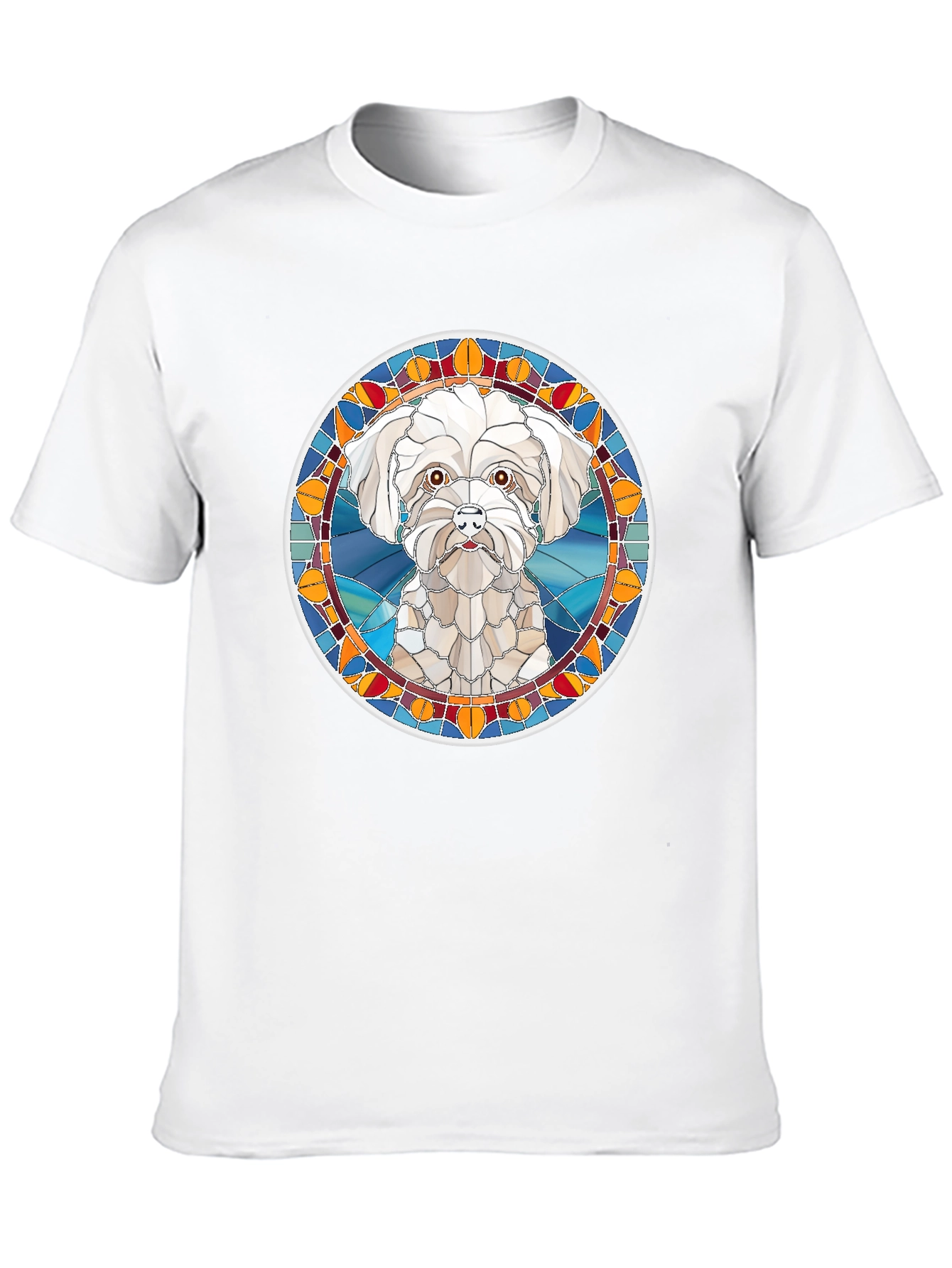 Stained Glass Dog Portrait T-Shirt
