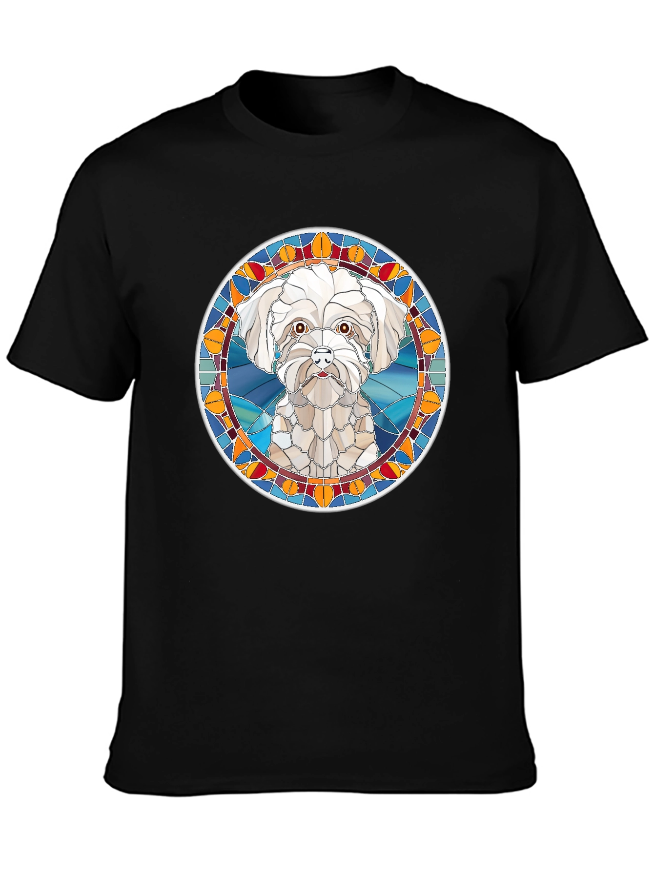 Stained Glass Dog Portrait T-Shirt