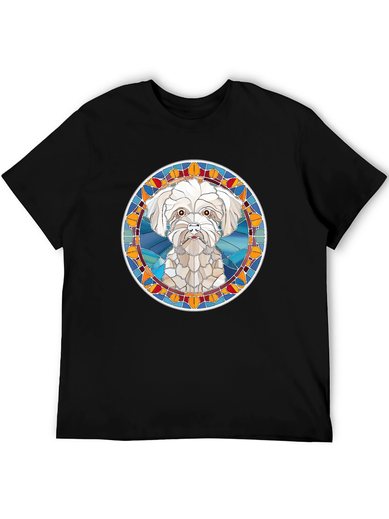Stained Glass Dog Portrait T-Shirt