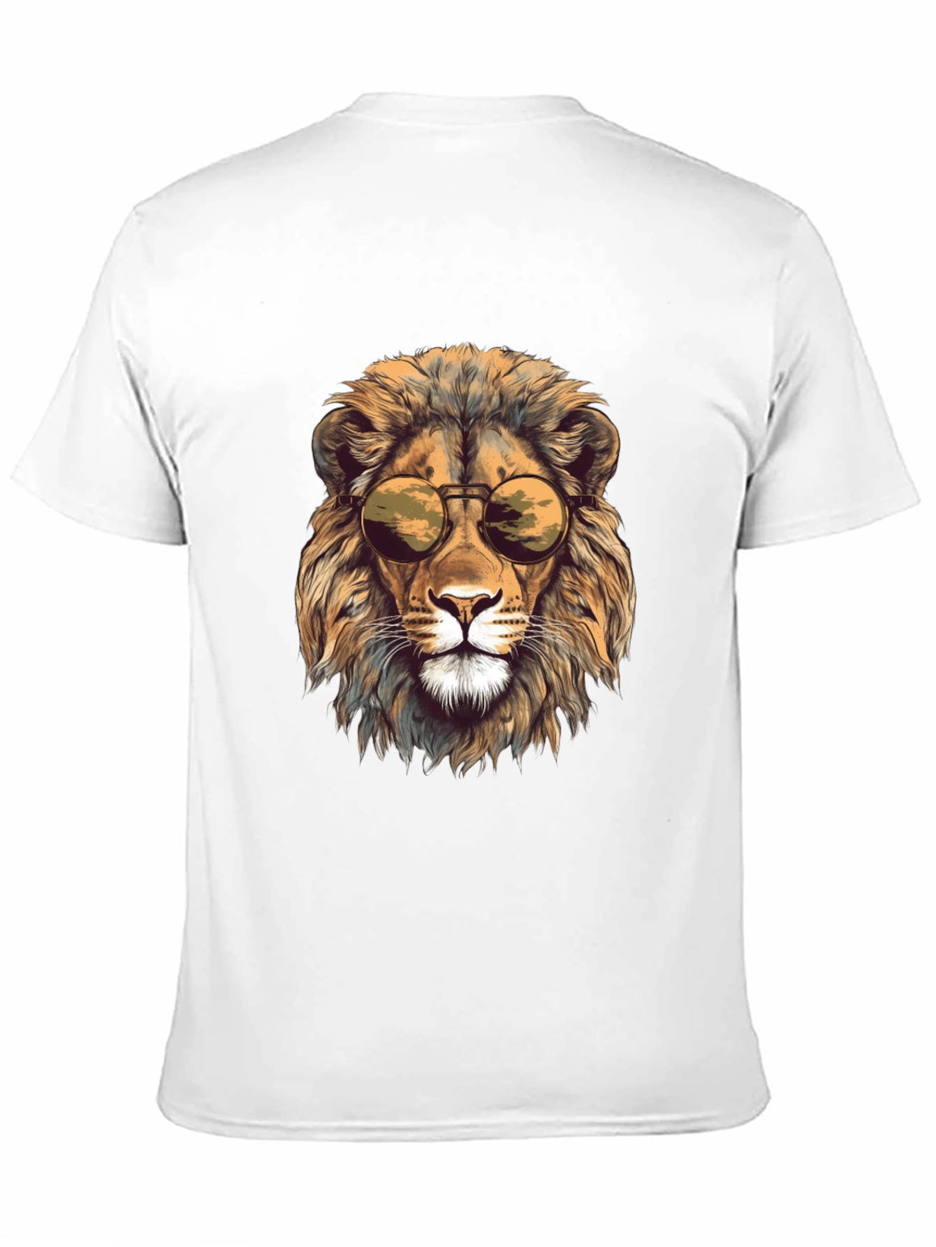 Lion Head Graphic Tee - Cool Sunglasses Design