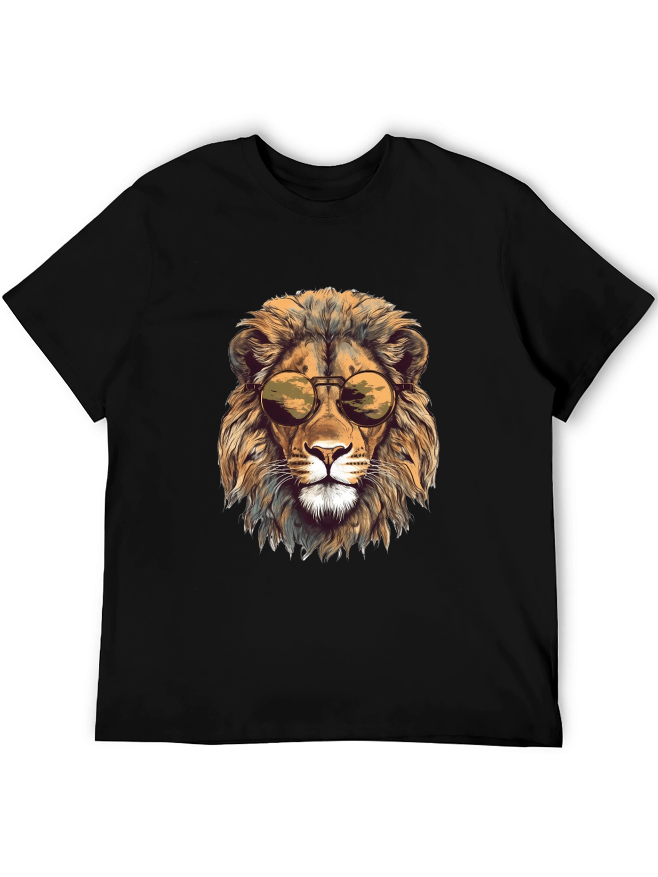 Lion Head Graphic Tee - Cool Sunglasses Design