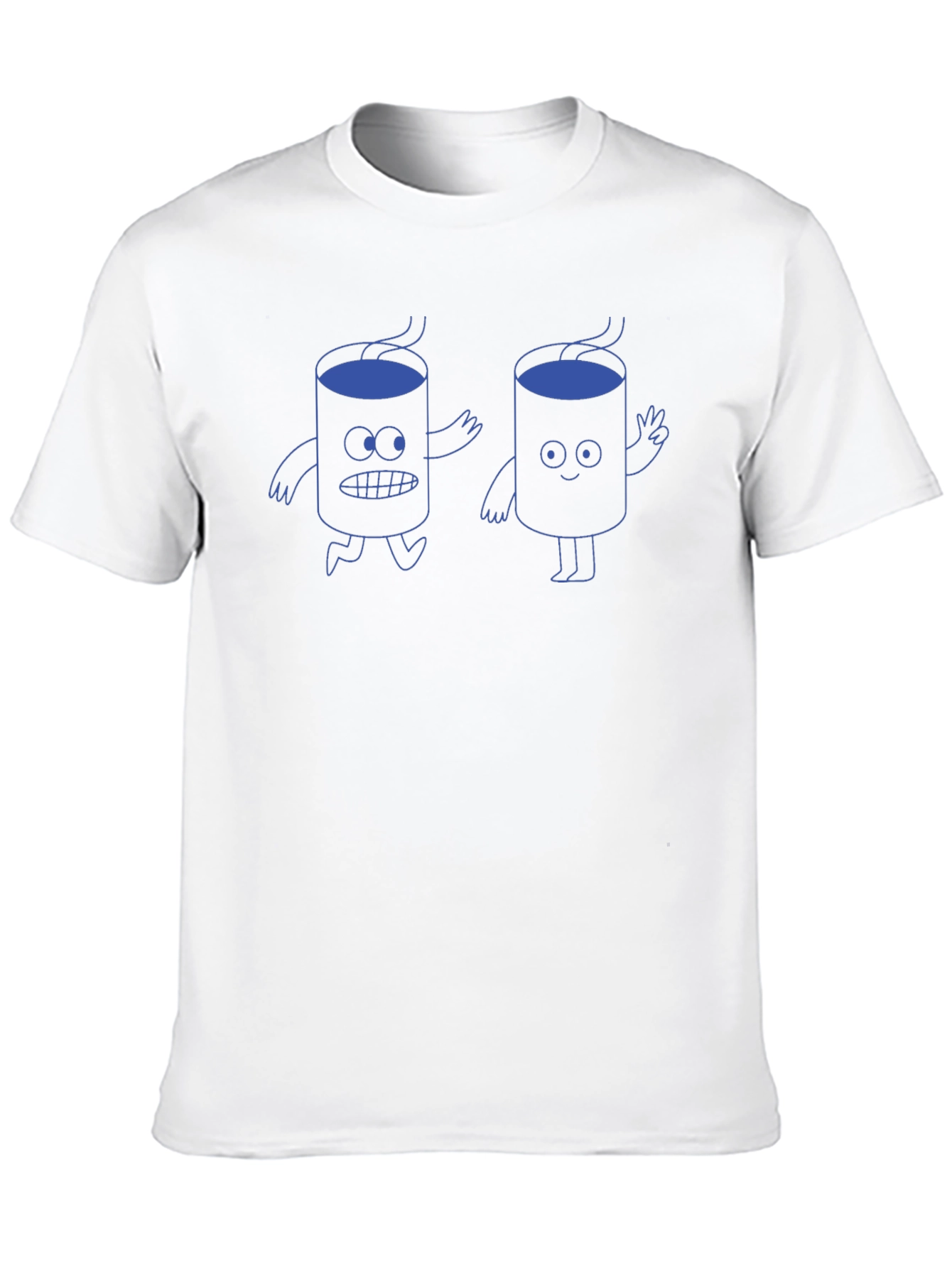 Cartoon Coffee Graphic T-Shirt - Black Cotton Tee