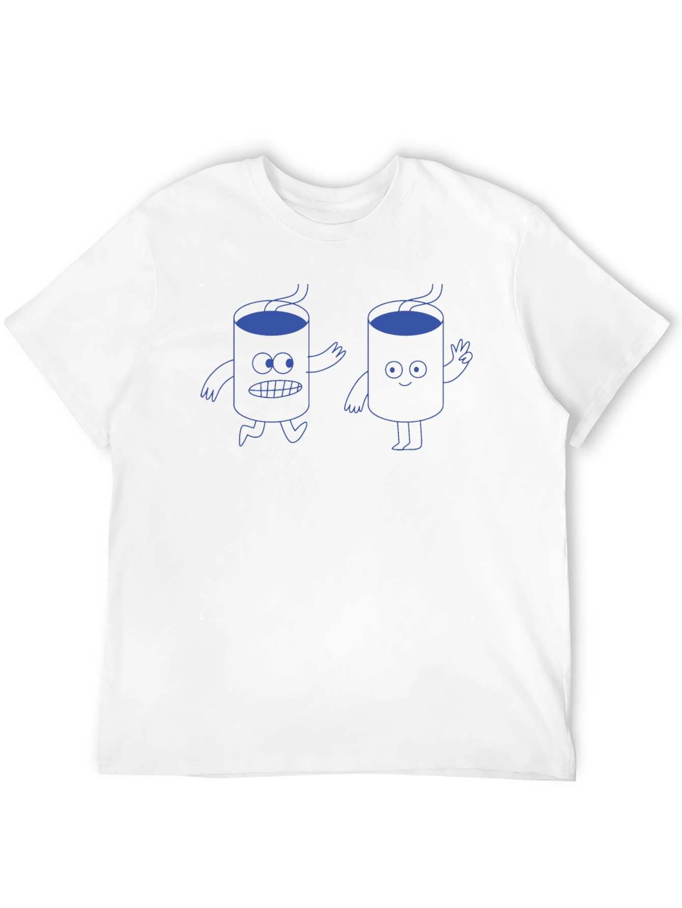 Cartoon Coffee Graphic T-Shirt - Black Cotton Tee
