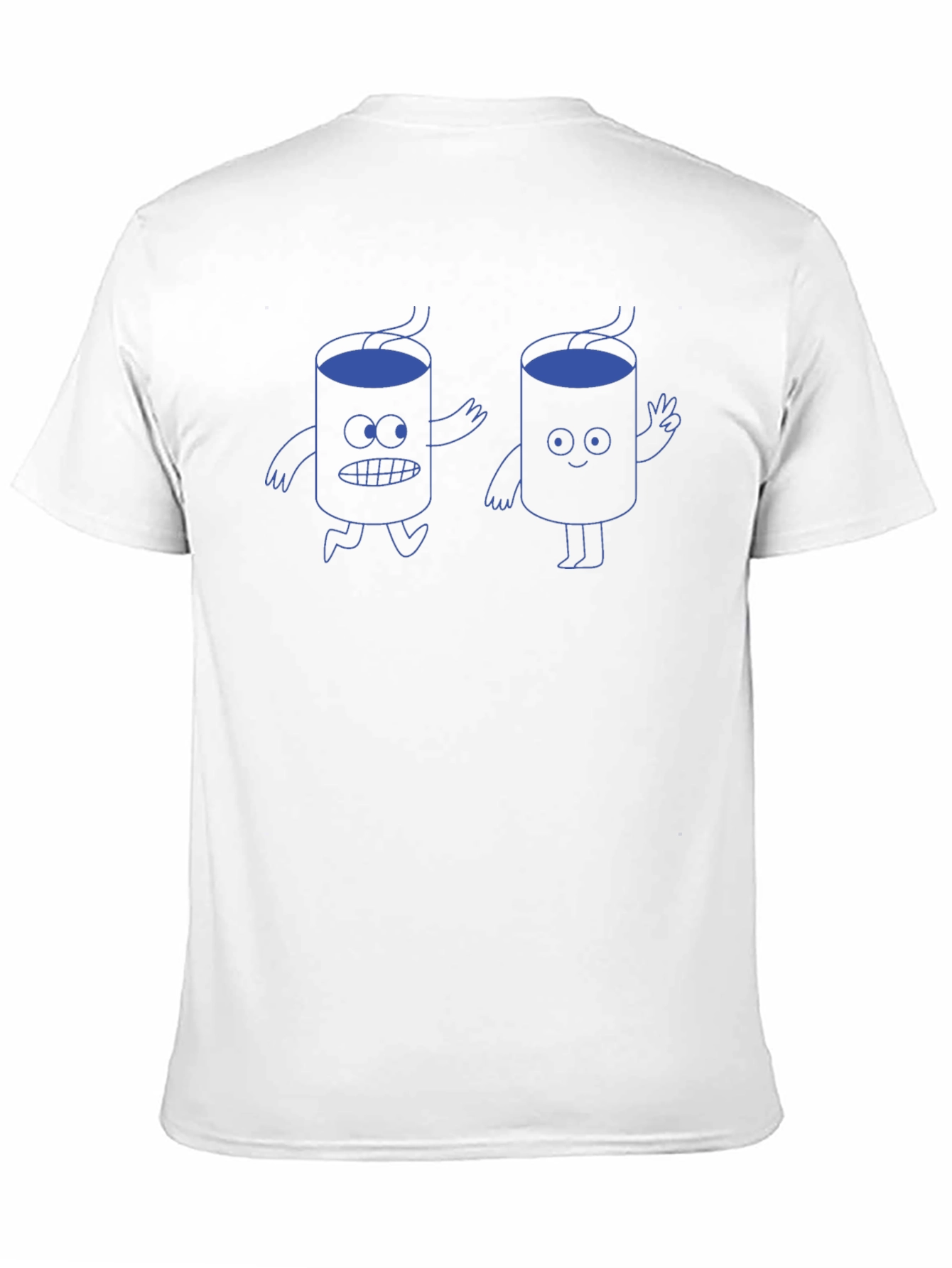 Cartoon Coffee Graphic T-Shirt - Black Cotton Tee