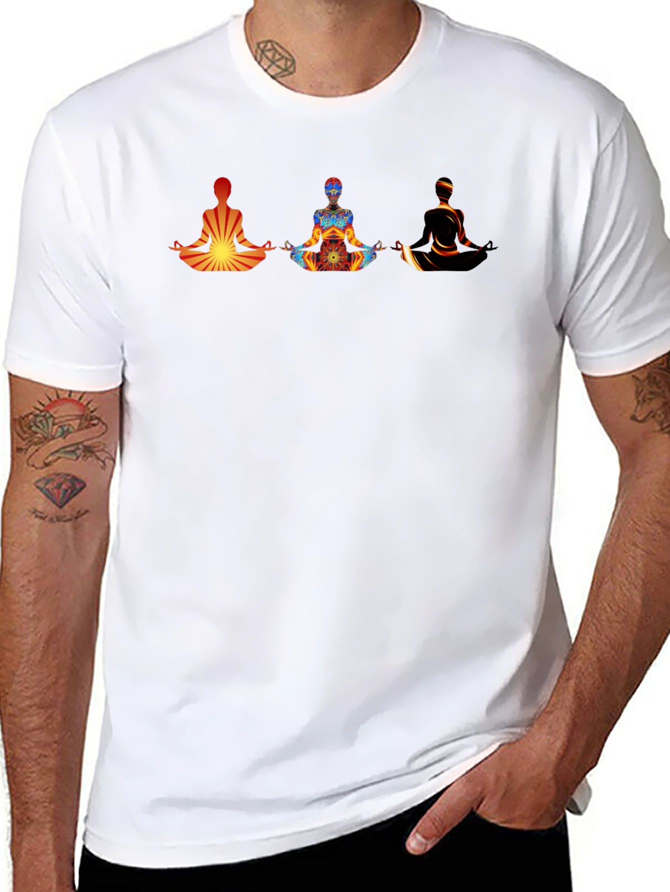 Meditating Figures Graphic Tee - Mens Black T-Shirt
