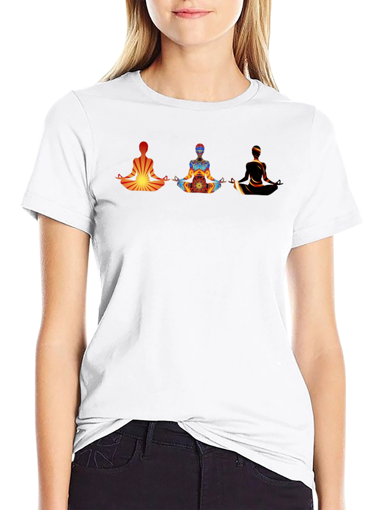 Meditating Figures Graphic Tee - Mens Black T-Shirt