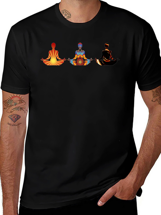Meditating Figures Graphic Tee - Mens Black T-Shirt