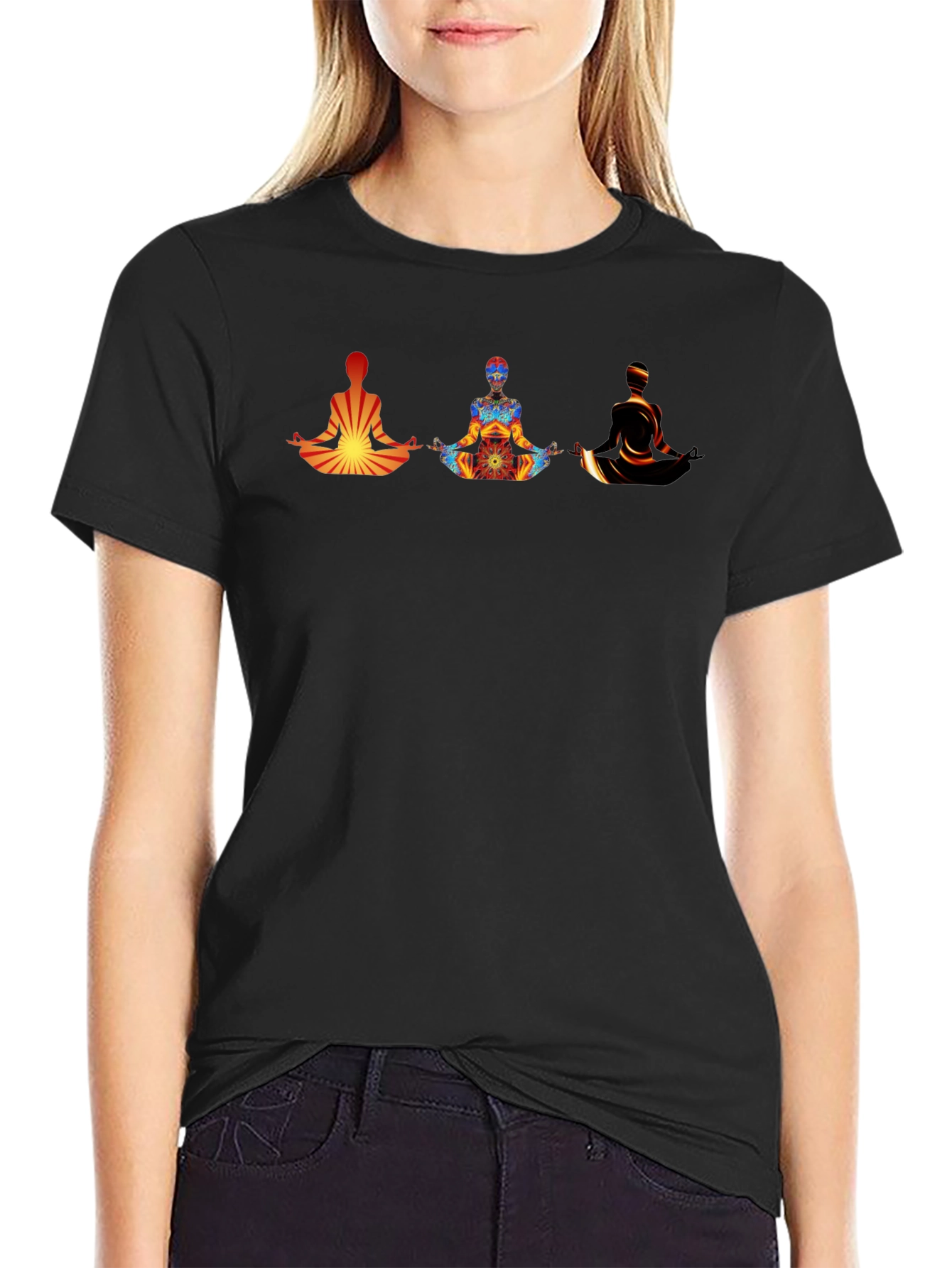 Meditating Figures Graphic Tee - Mens Black T-Shirt