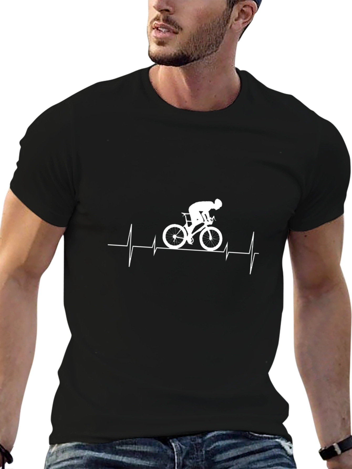 Cycling Heartbeat T-Shirt - Black
