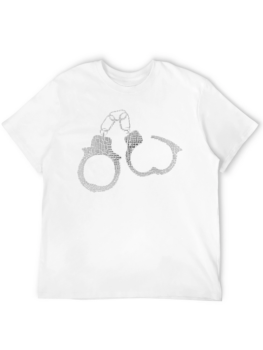 Handcuffs Word Art Mens Black Graphic T-Shirt