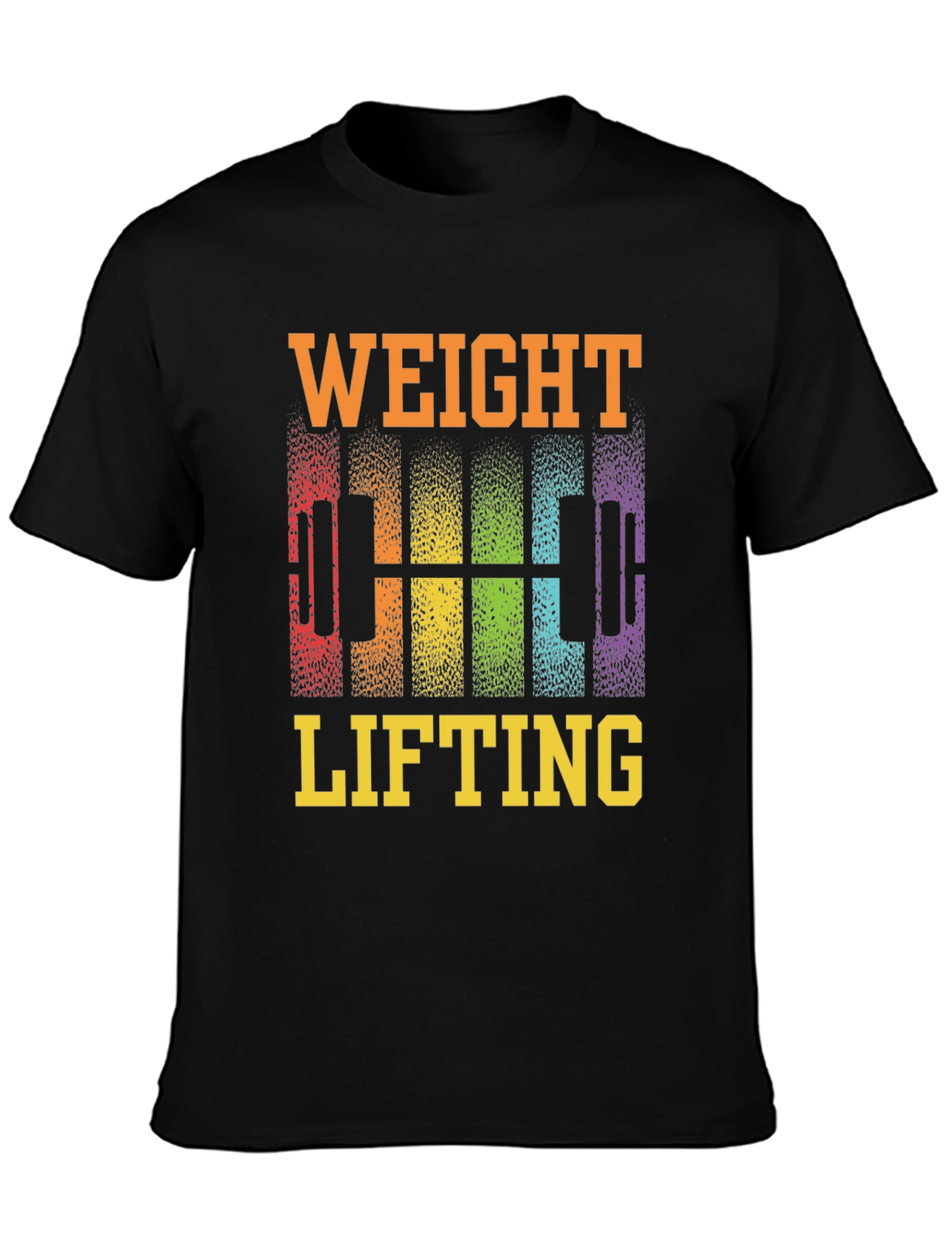 Weight Lifting Rainbow Barbell Black T-Shirt