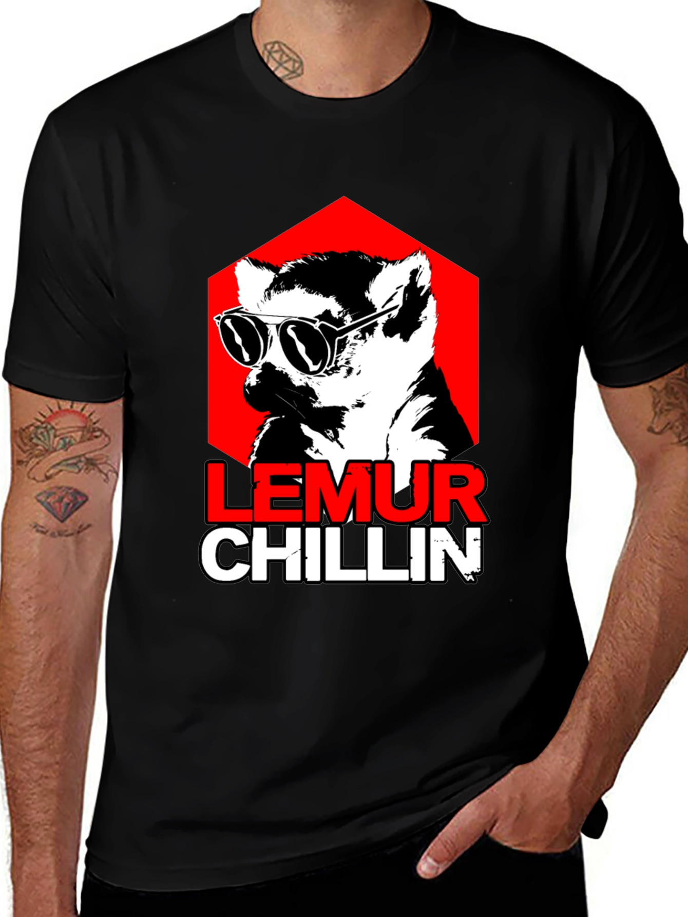 Lemur Chillin Graphic Tee - Cool Animal Print