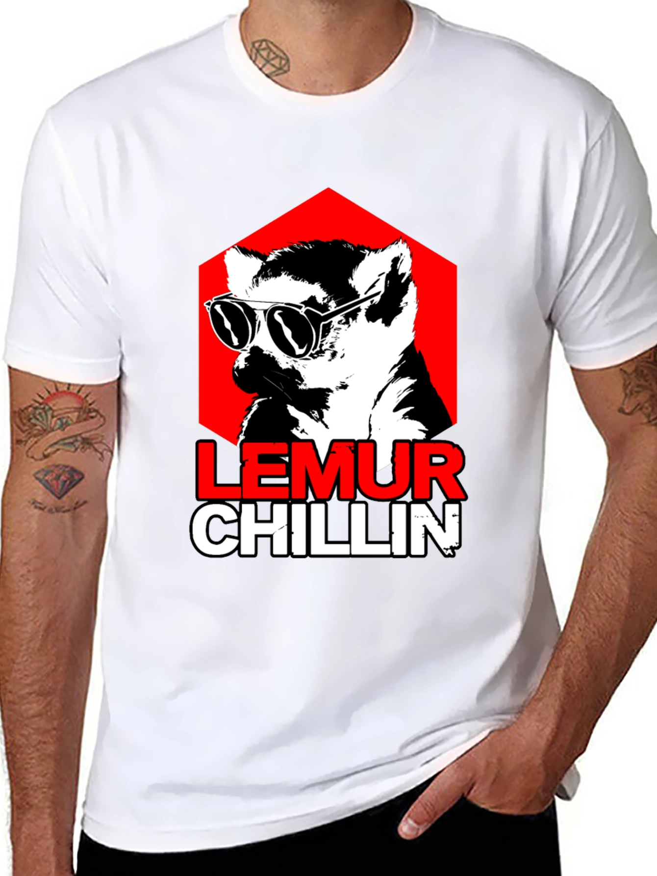 Lemur Chillin Graphic Tee - Cool Animal Print