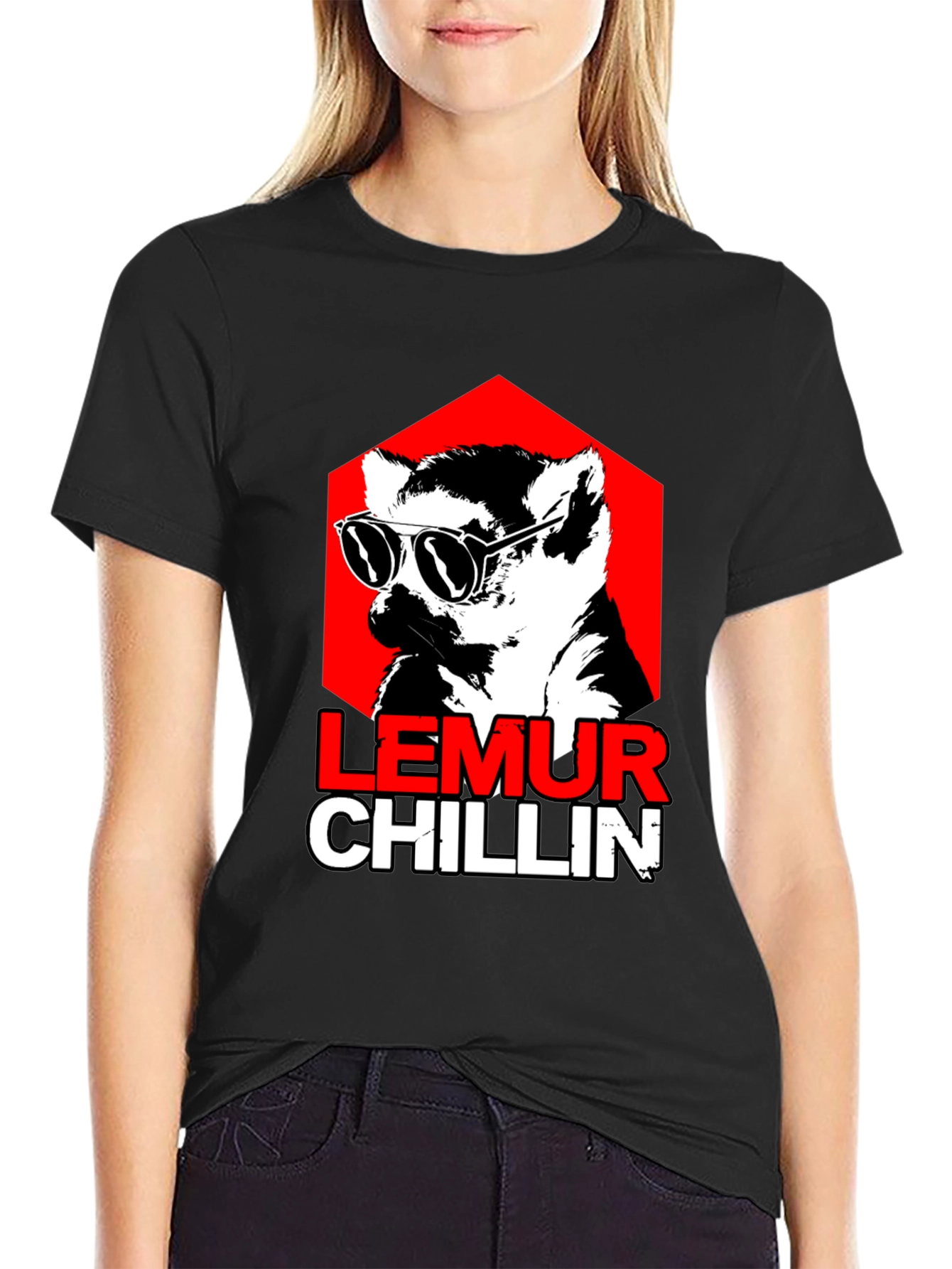 Lemur Chillin Graphic Tee - Cool Animal Print