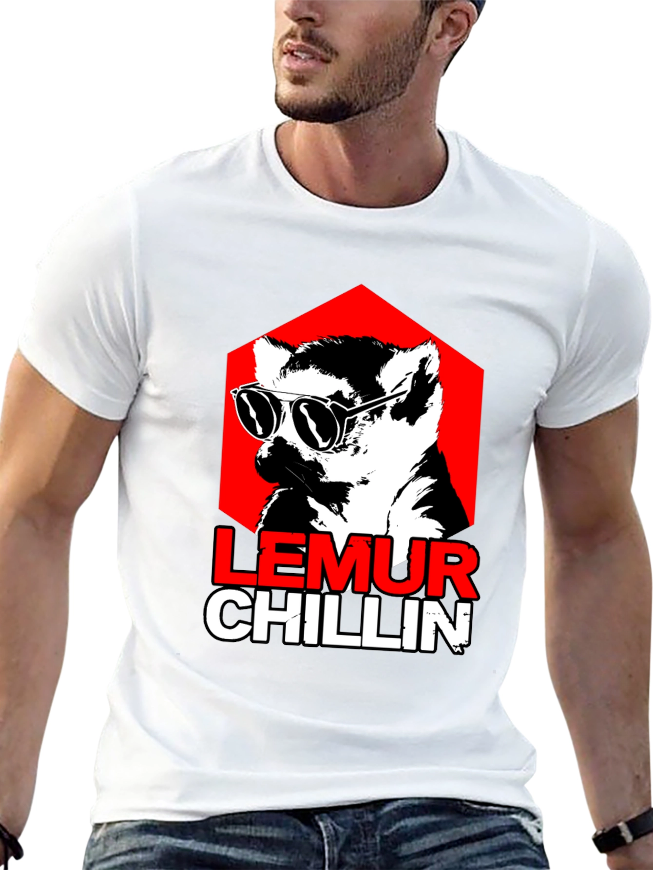 Lemur Chillin Graphic Tee - Cool Animal Print