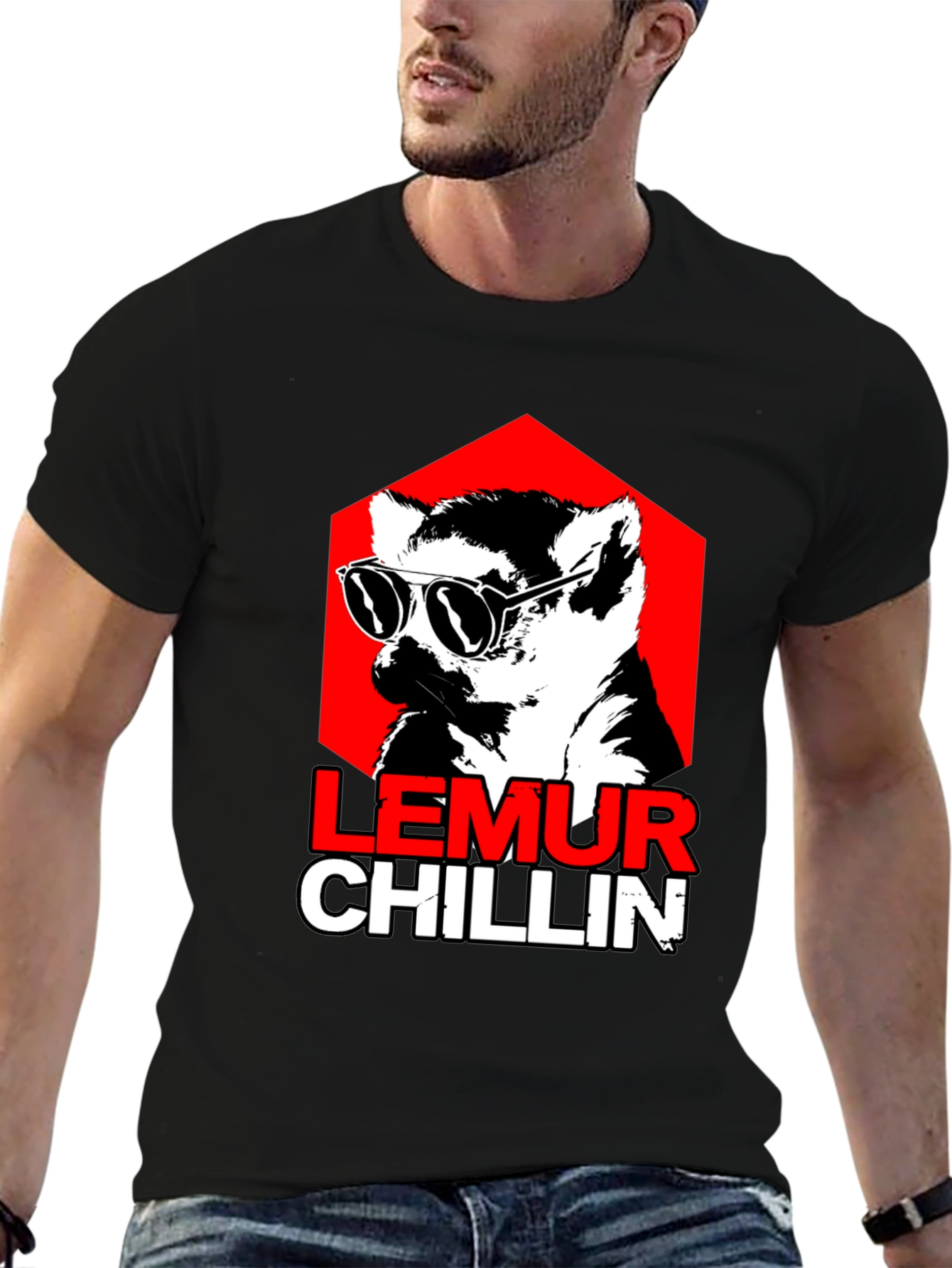Lemur Chillin Graphic Tee - Cool Animal Print
