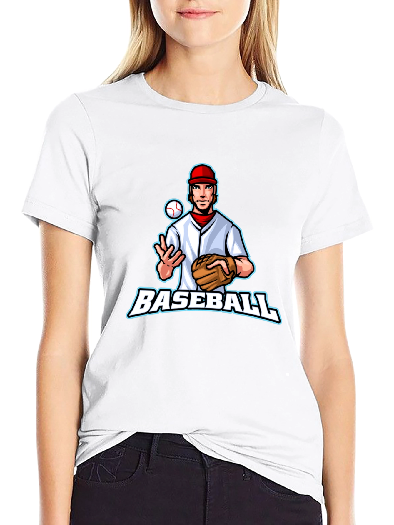 Baseball Player Graphic Tee - Black