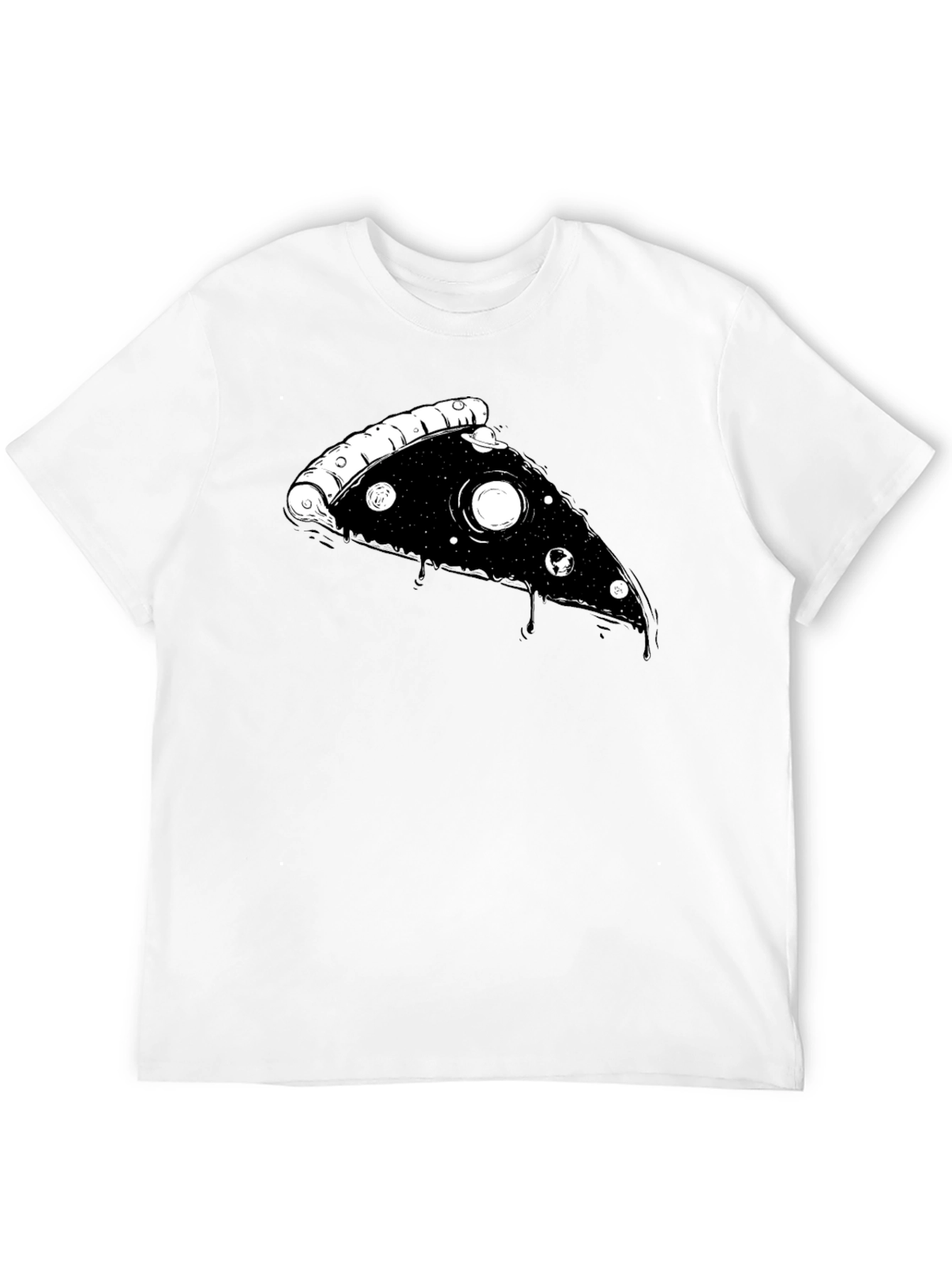 Cosmic Pizza Slice Graphic Tee - Black T-Shirt