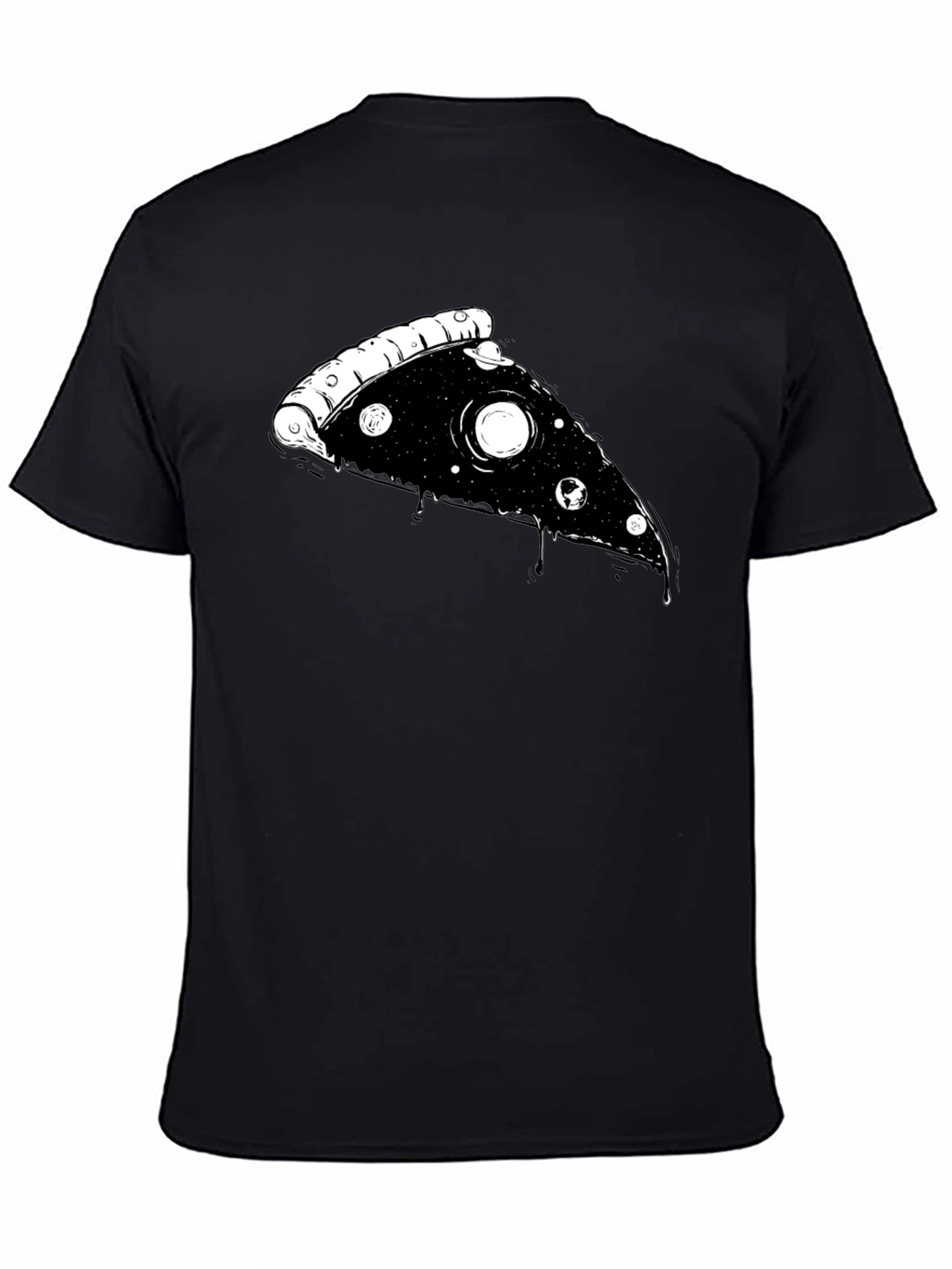 Cosmic Pizza Slice Graphic Tee - Black T-Shirt