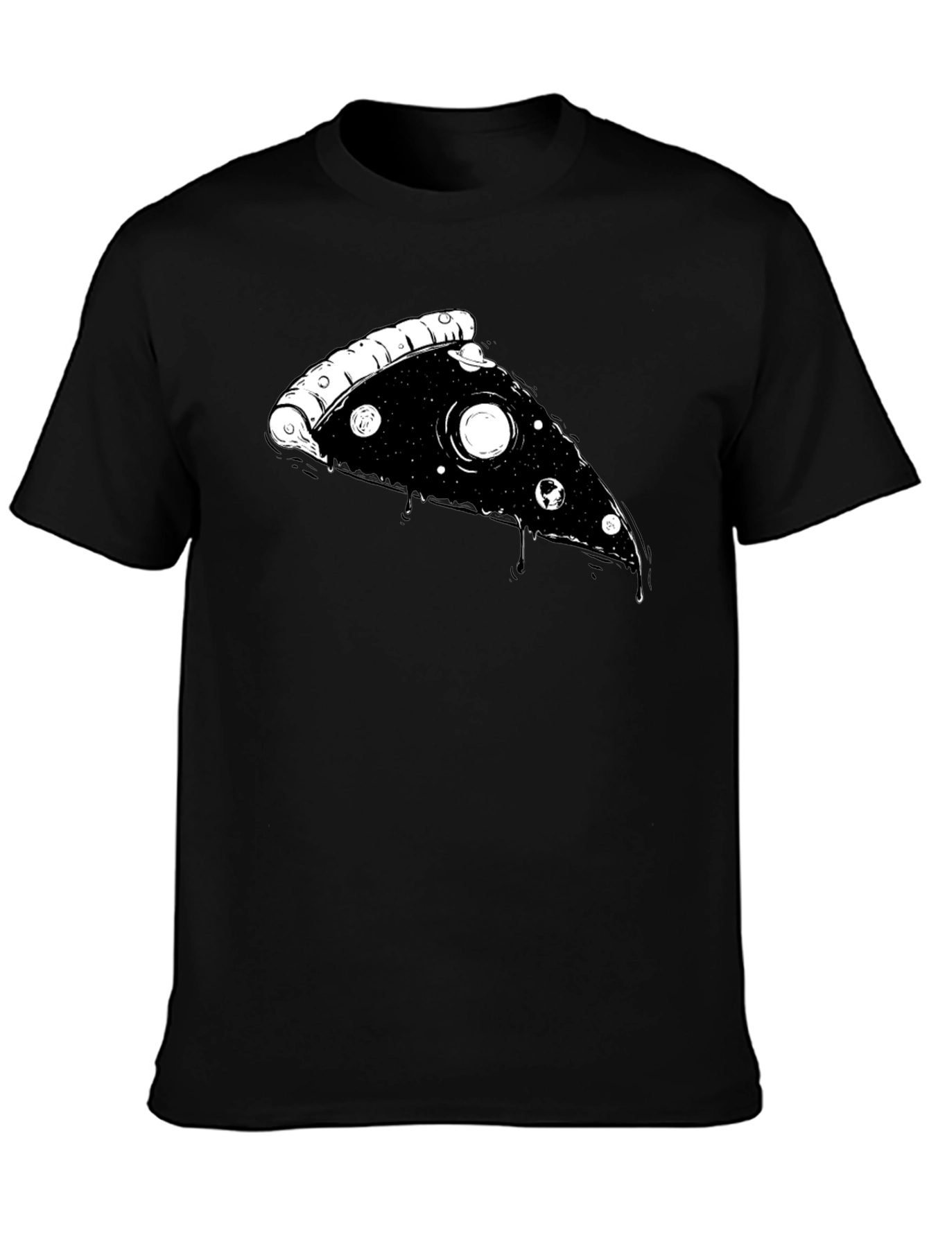 Cosmic Pizza Slice Graphic Tee - Black T-Shirt